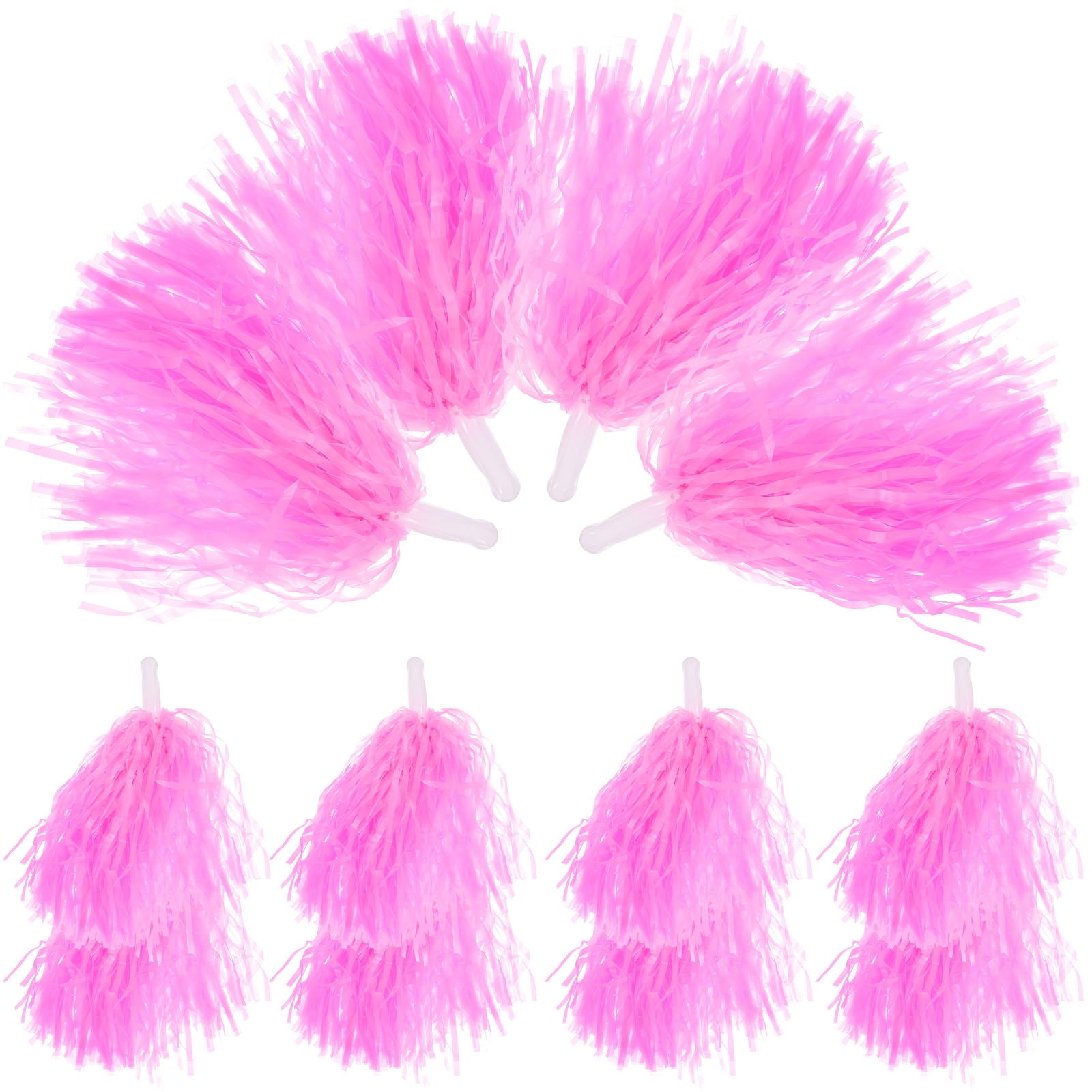 Worgeous Pink Cheerleading Pom Poms with Shiny Design and Durable Plastic Handles for Decor Use 12 Pieces - Image 1