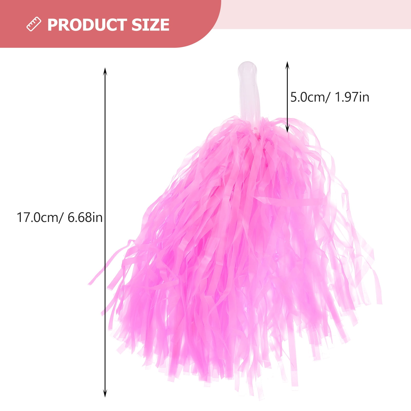 Worgeous Pink Cheerleading Pom Poms with Shiny Design and Durable Plastic Handles for Decor Use 12 Pieces - Image 2