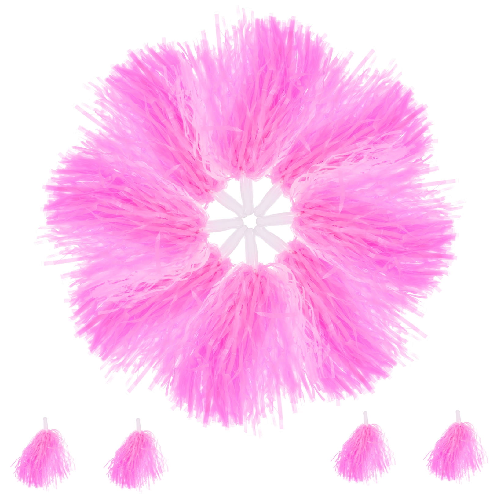 Worgeous Pink Cheerleading Pom Poms with Shiny Design and Durable Plastic Handles for Decor Use 12 Pieces - Image 5