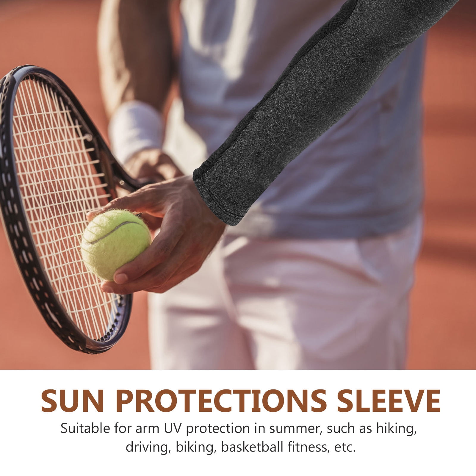 Worgeous Sun Protection Sleeve Arms Sleeves Cooling for Men Women's Black - Image 8