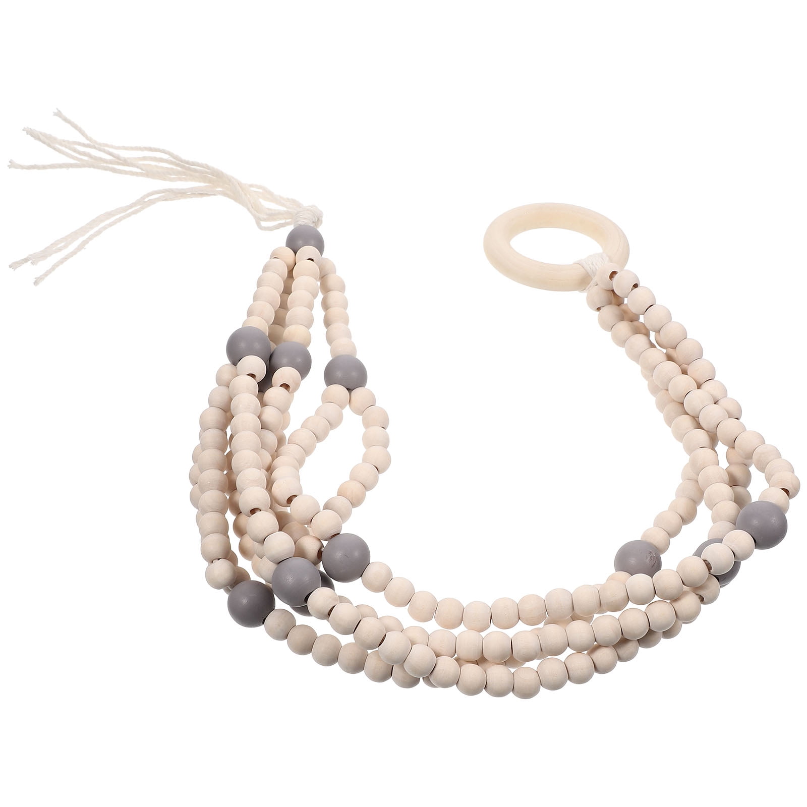 SWETRACE Indoor Wooden Beads Plant Hanger Grey 1Pcs 16.5x2.2x1.2in - Image 4