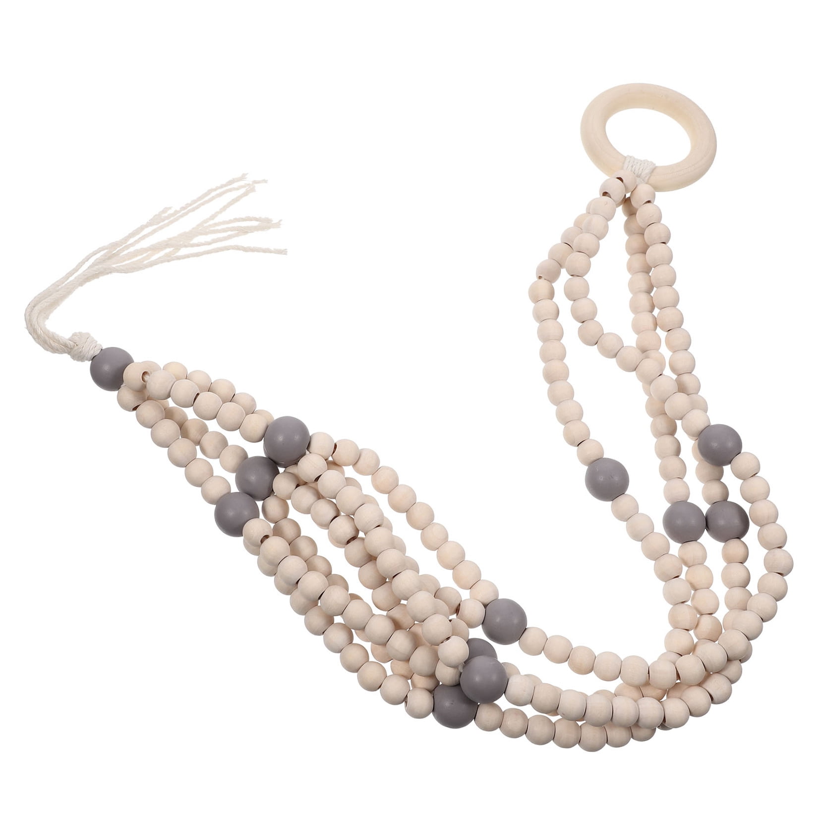SWETRACE Indoor Wooden Beads Plant Hanger Grey 1Pcs 16.5x2.2x1.2in - Image 5