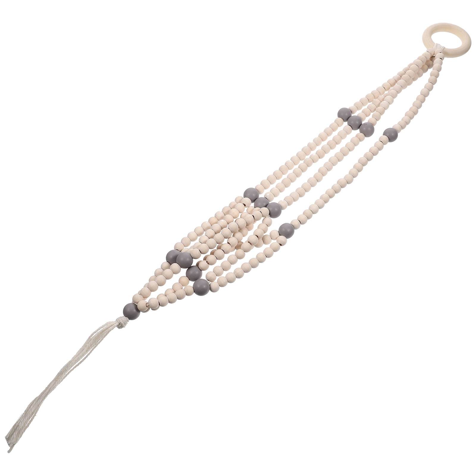 SWETRACE Indoor Wooden Beads Plant Hanger Grey 1Pcs 16.5x2.2x1.2in - Image 7