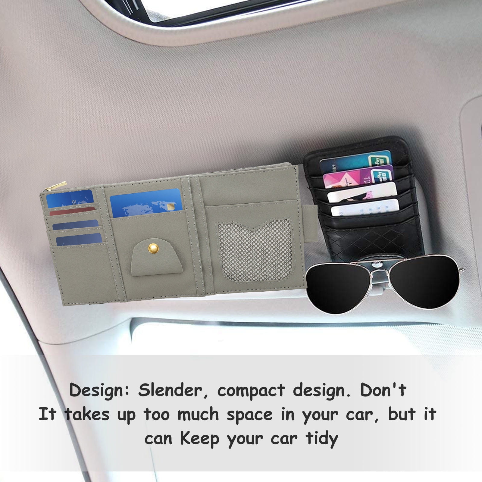 Worgeous ID Storage Bag Visor Organizer Sun Automotive Car Pocket Grey - Image 6