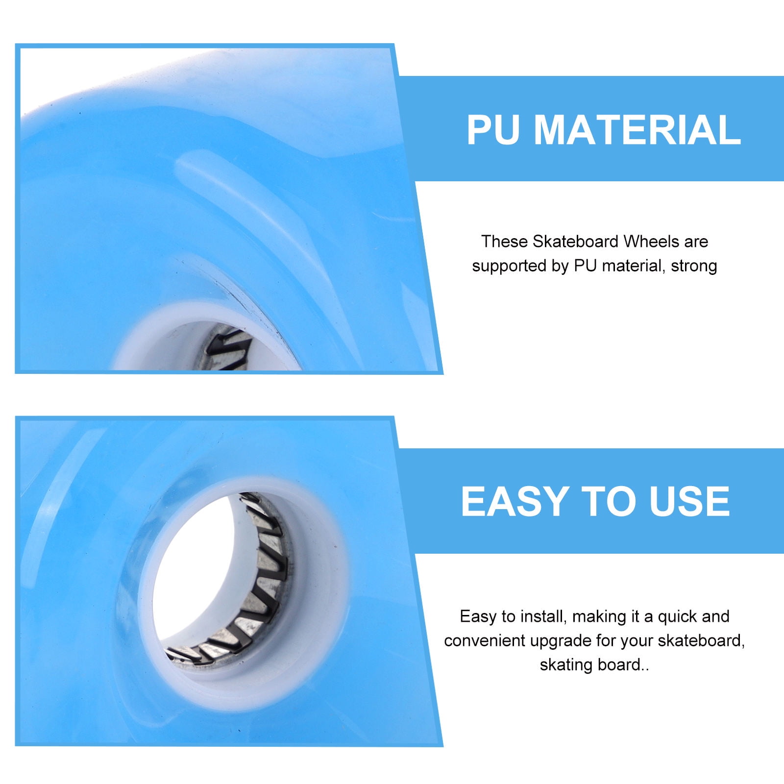 SWETRACE Non-slip Skateboard Wheel Transparent Pu 2Pcs 2.36X2.36X1.57in - Image 2