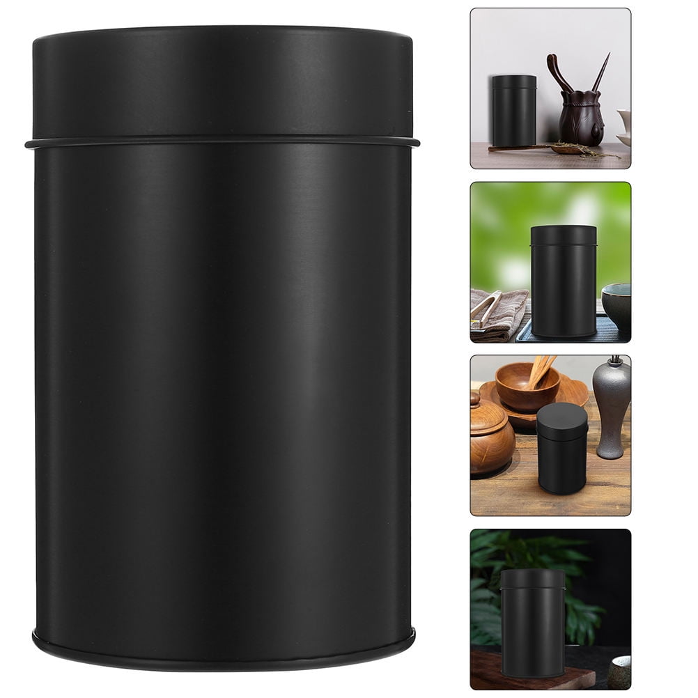SWETRACE Small Metal Container Tea Canister Tinplate Black 2Pcs 4.72x2.95x2.95in - Image 1