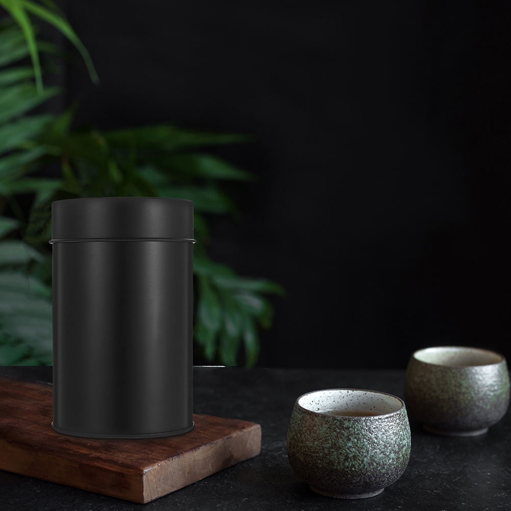 SWETRACE Small Metal Container Tea Canister Tinplate Black 2Pcs 4.72x2.95x2.95in - Image 2