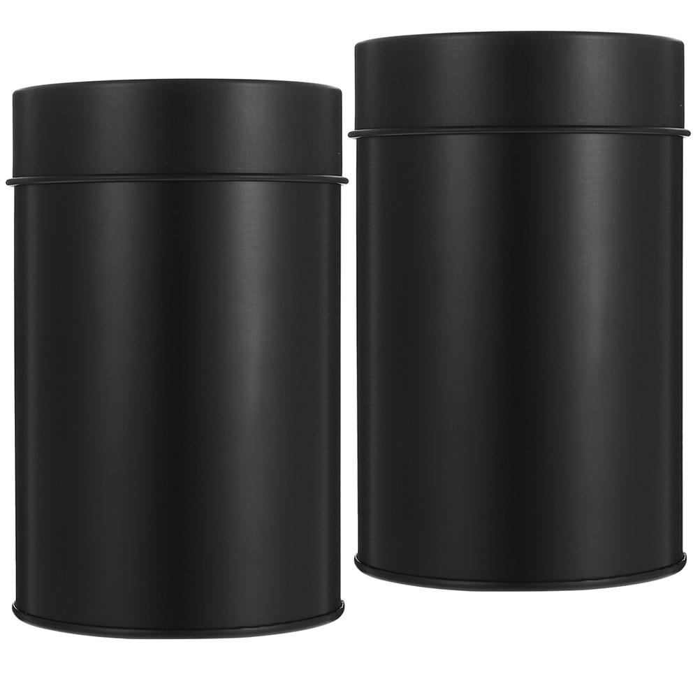 SWETRACE Small Metal Container Tea Canister Tinplate Black 2Pcs 4.72x2.95x2.95in - Image 3