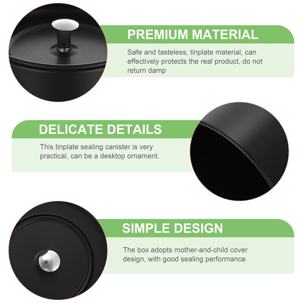 SWETRACE Small Metal Container Tea Canister Tinplate Black 2Pcs 4.72x2.95x2.95in - Image 5