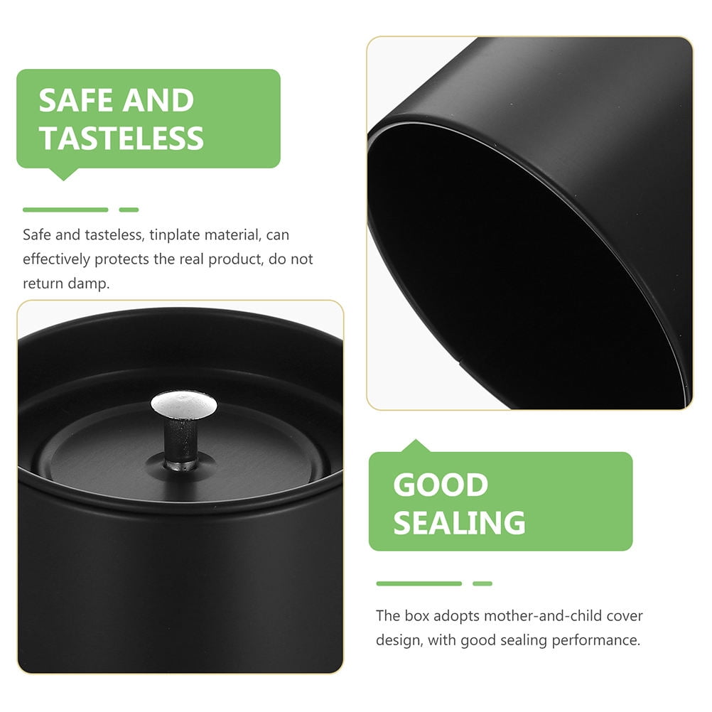 SWETRACE Small Metal Container Tea Canister Tinplate Black 2Pcs 4.72x2.95x2.95in - Image 7
