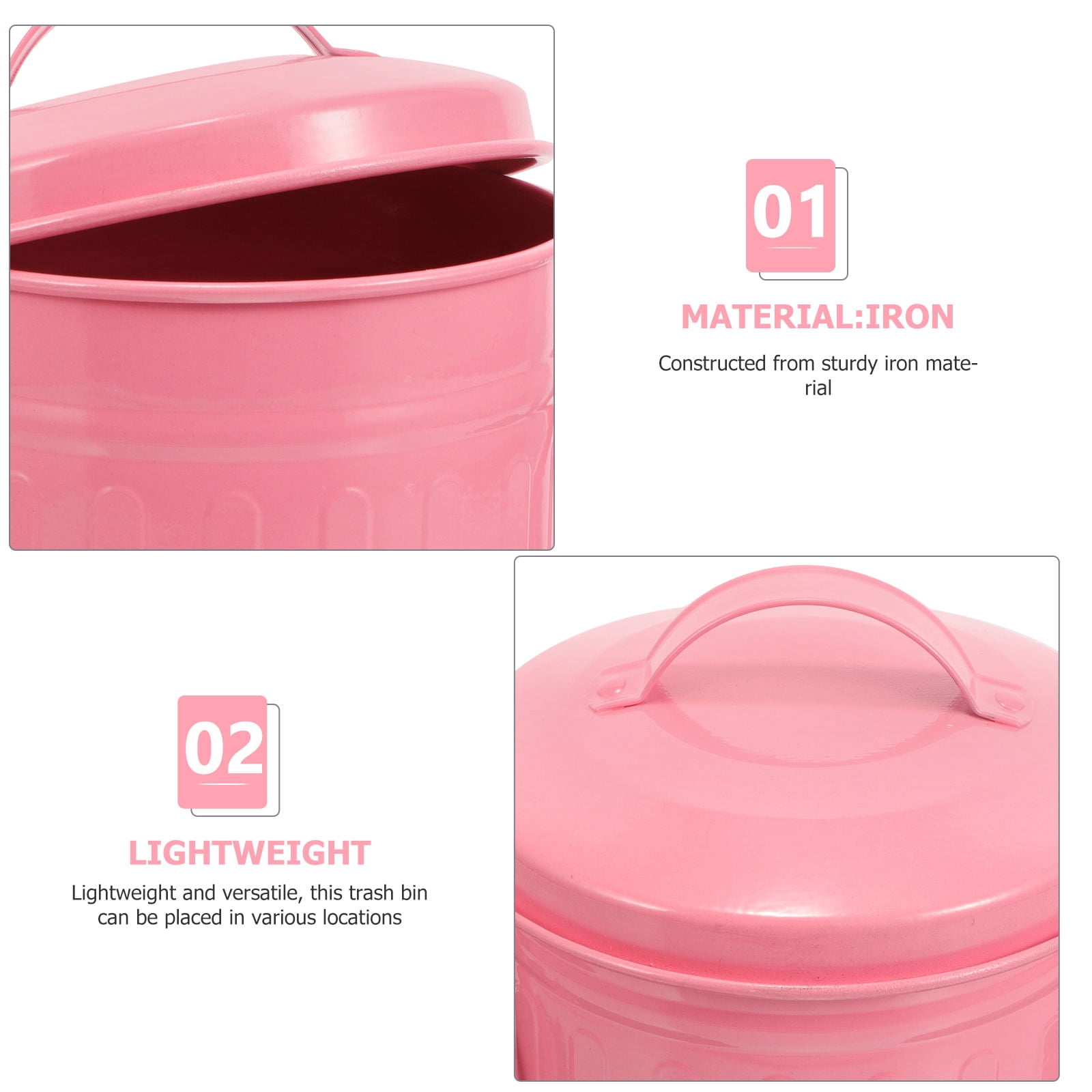 SWETRACE Small Trash Bin With Lid Pink 1Pcs - Image 3