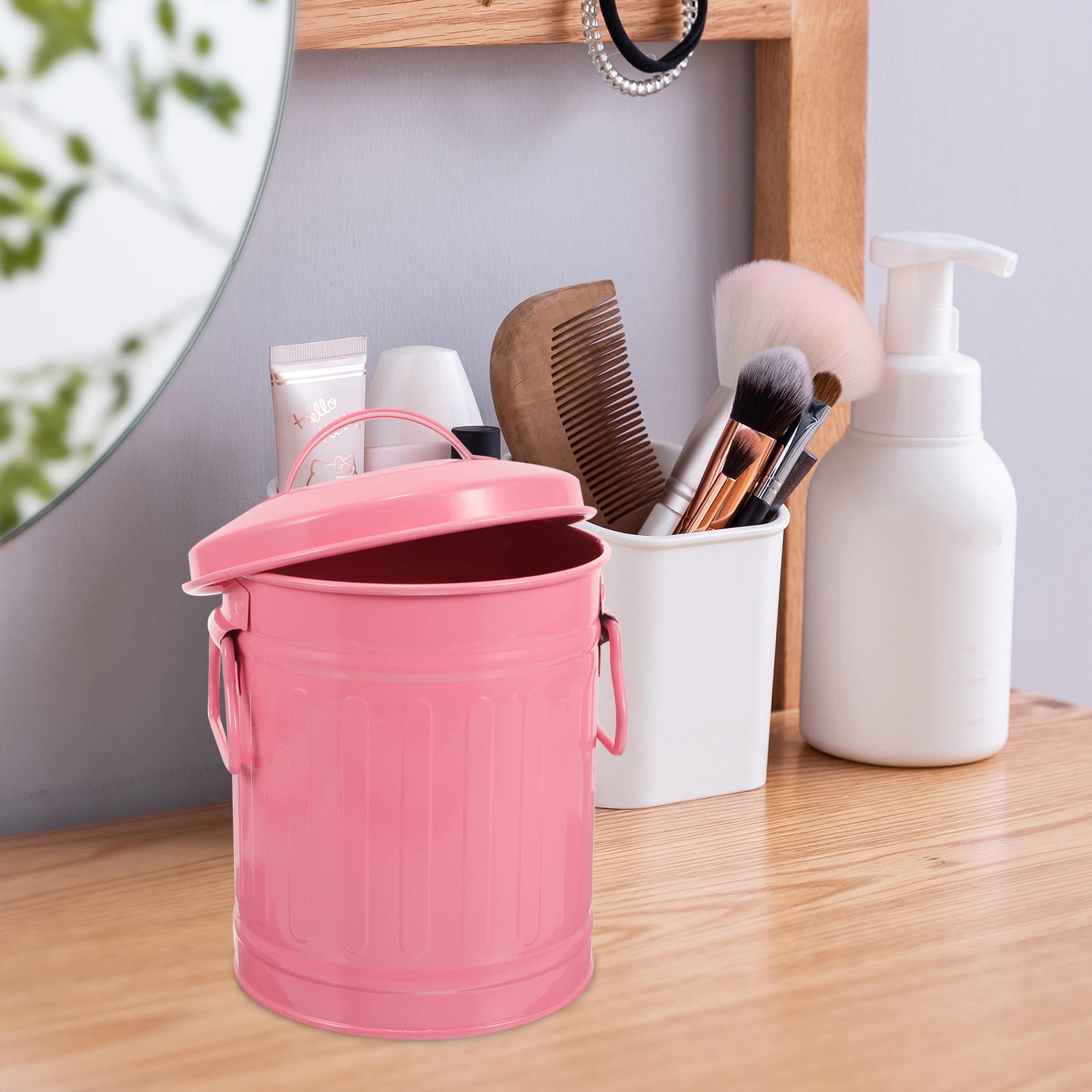 SWETRACE Small Trash Bin With Lid Pink 1Pcs - Image 7