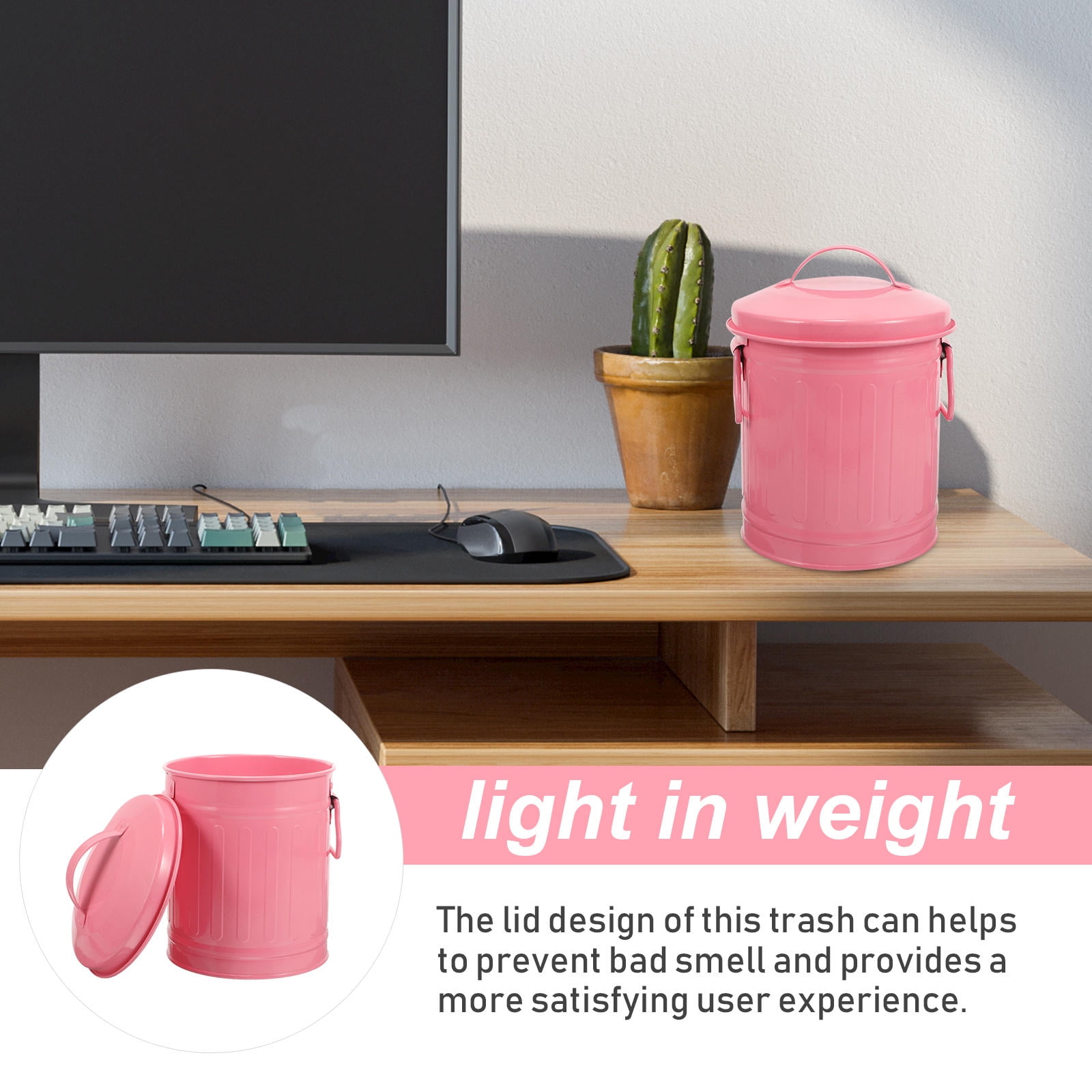 SWETRACE Small Trash Bin With Lid Pink 1Pcs - Image 8