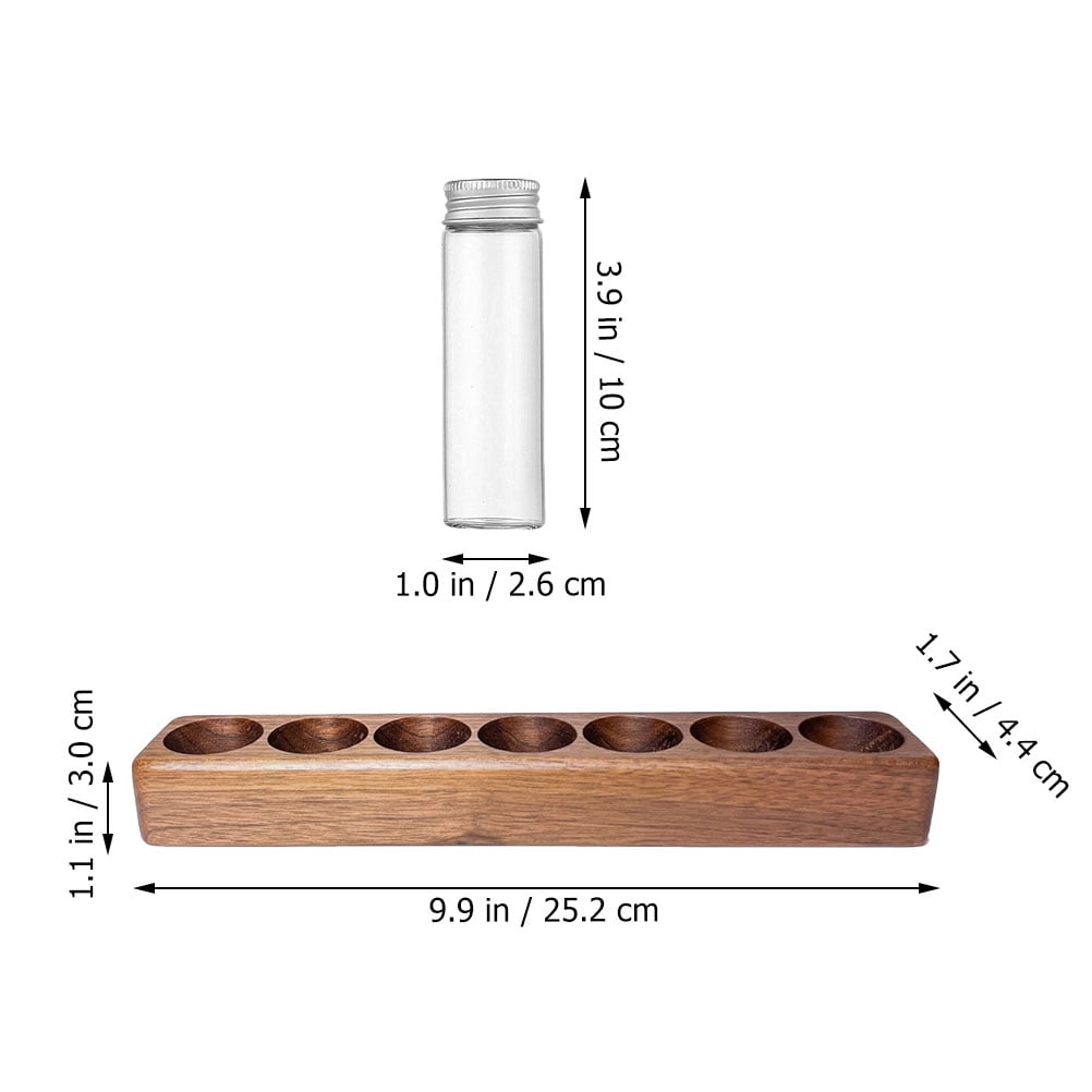 Worgeous Coffee Bean Tube Dispenser with Wood Rack for Home Use Clear Glass Bottles and Sealed Storage 7 Tubes - Image 2