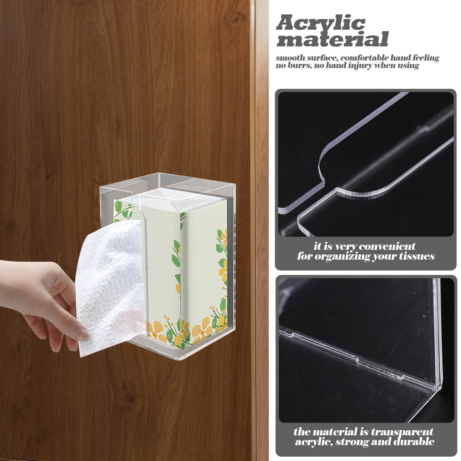 Worgeous Wall Hanging Paper Box Tissue Container Tissues Towel Mount Transparent - Image 8