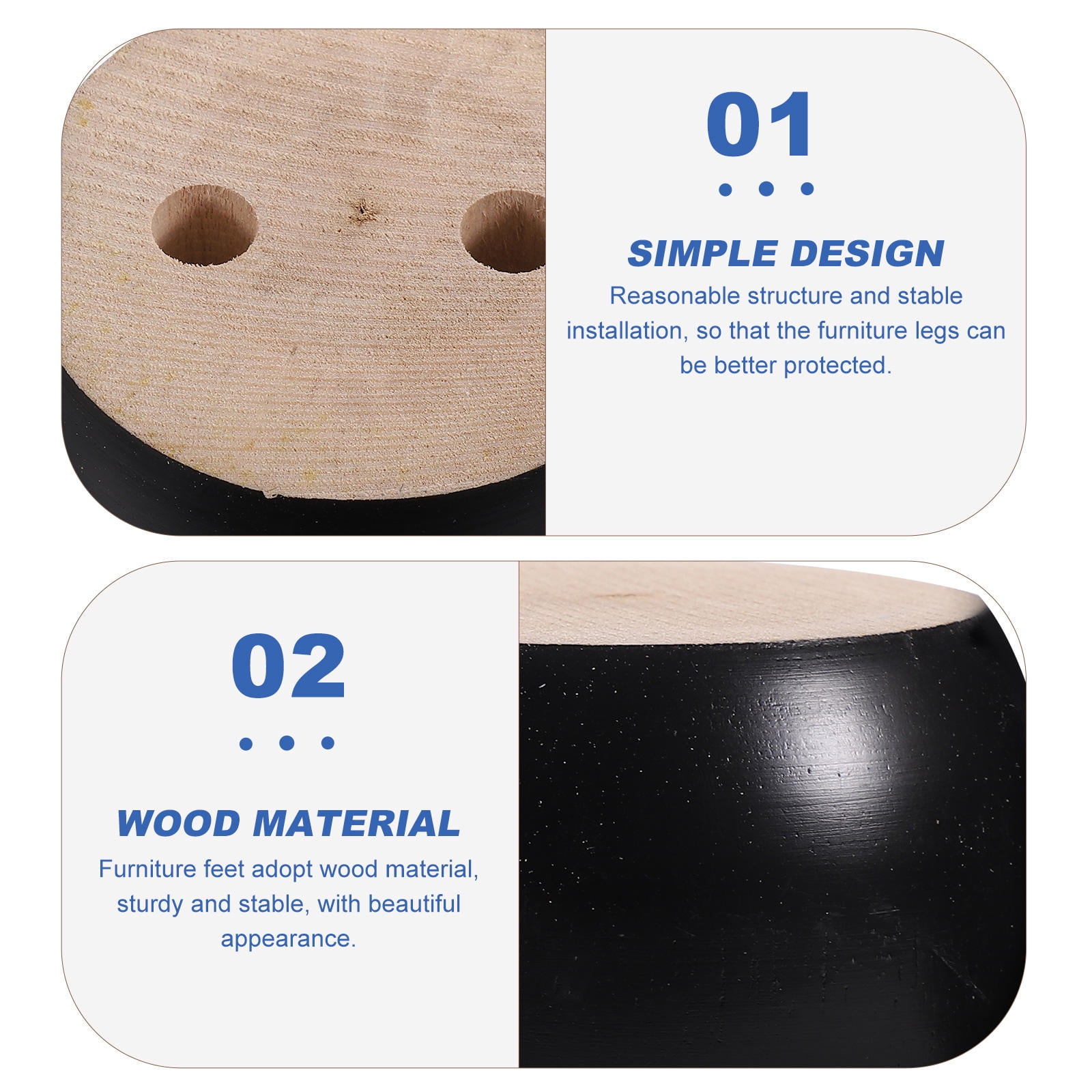 SWETRACE Furniture Feet Wood Round Bun Shape for Wooden Furniture Legs 6Pcs - Image 6