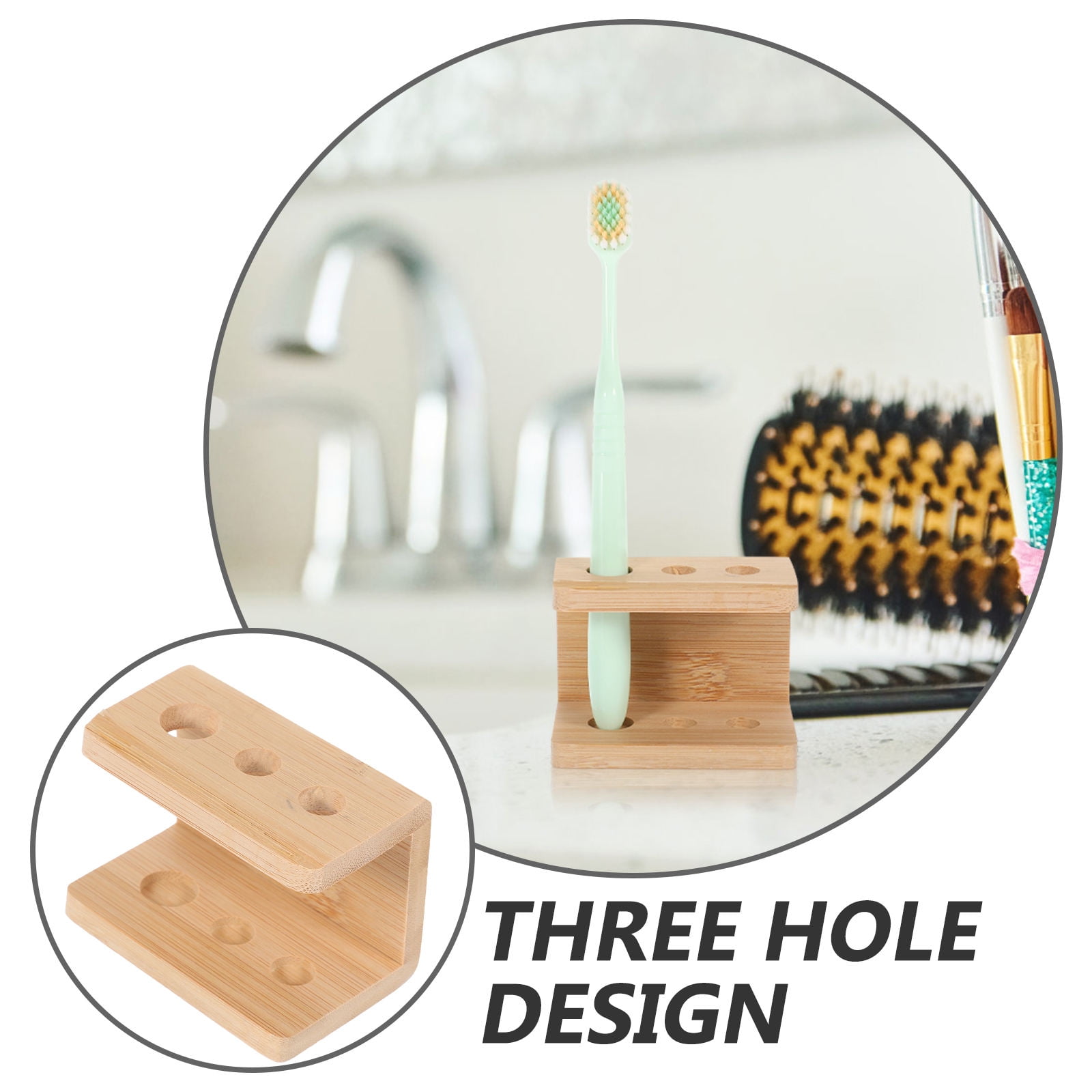SWETRACE Tooth Brush Organizer Toothbrush Holder Khaki Bamboo 1Set - Image 6