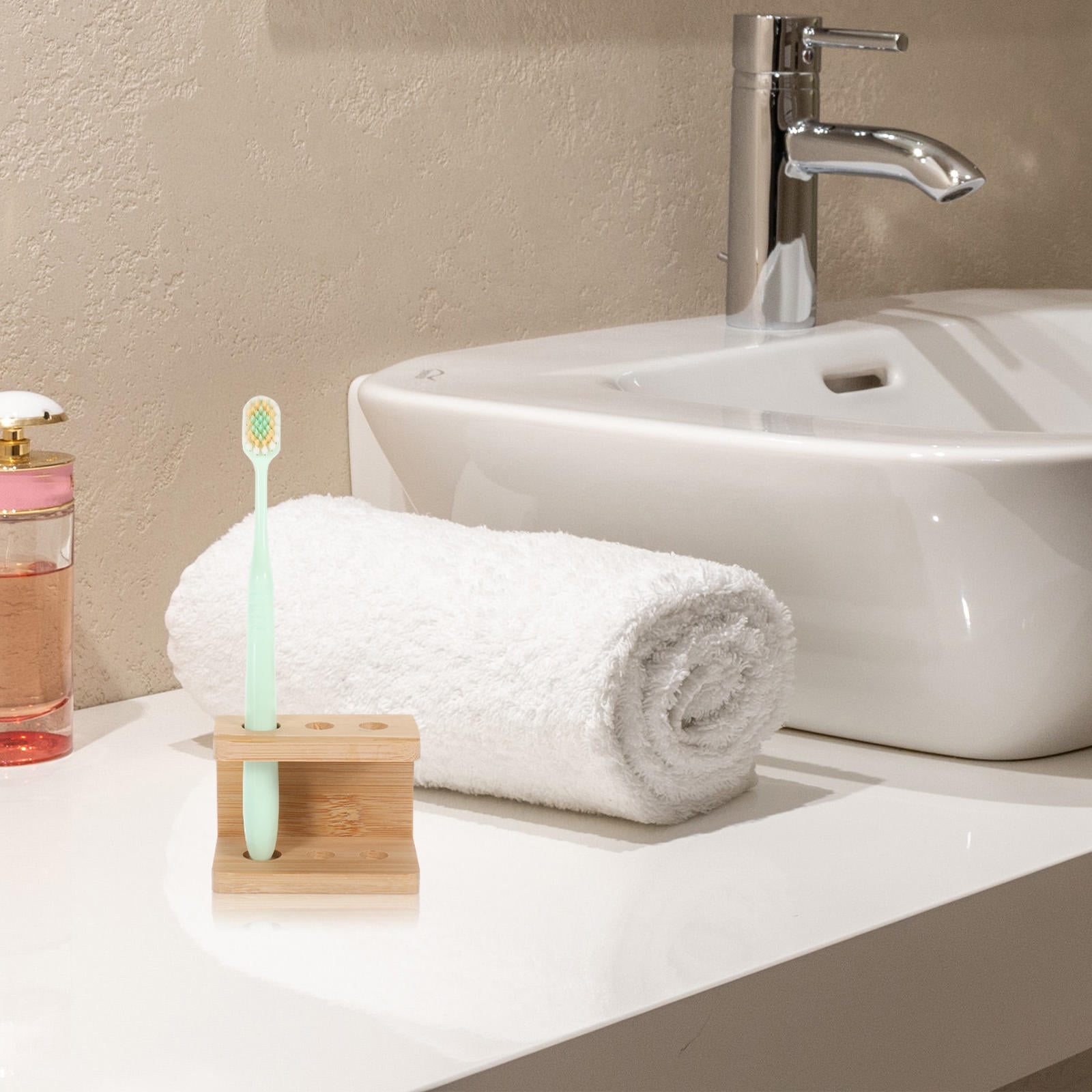 SWETRACE Tooth Brush Organizer Toothbrush Holder Khaki Bamboo 1Set - Image 7
