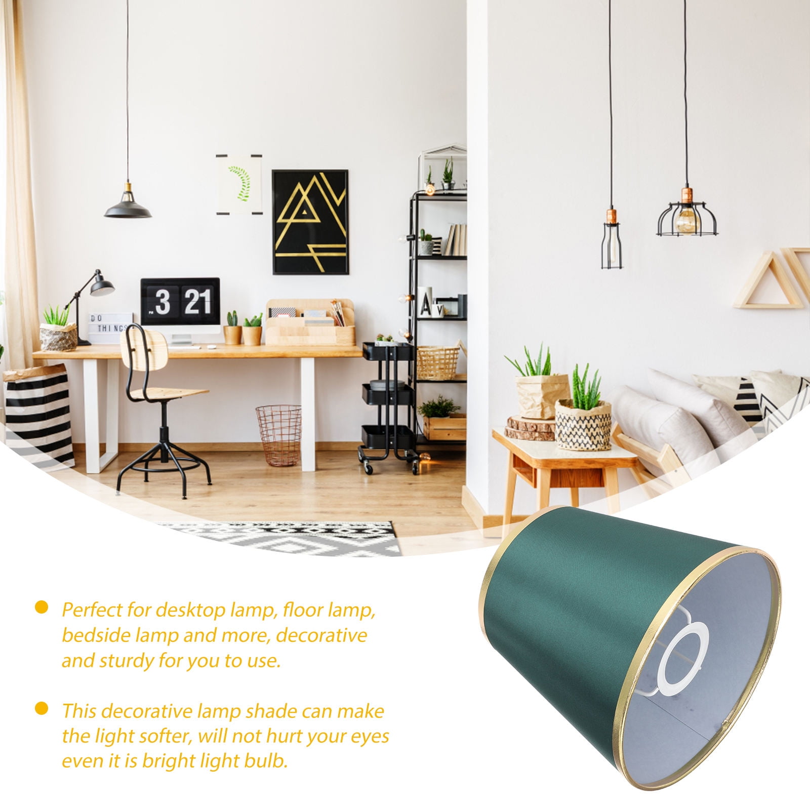Worgeous Green Fabric Drum Lamp Shade for Table Lamps and Chandelier Perfect for Home Decoration 12 in - Image 8