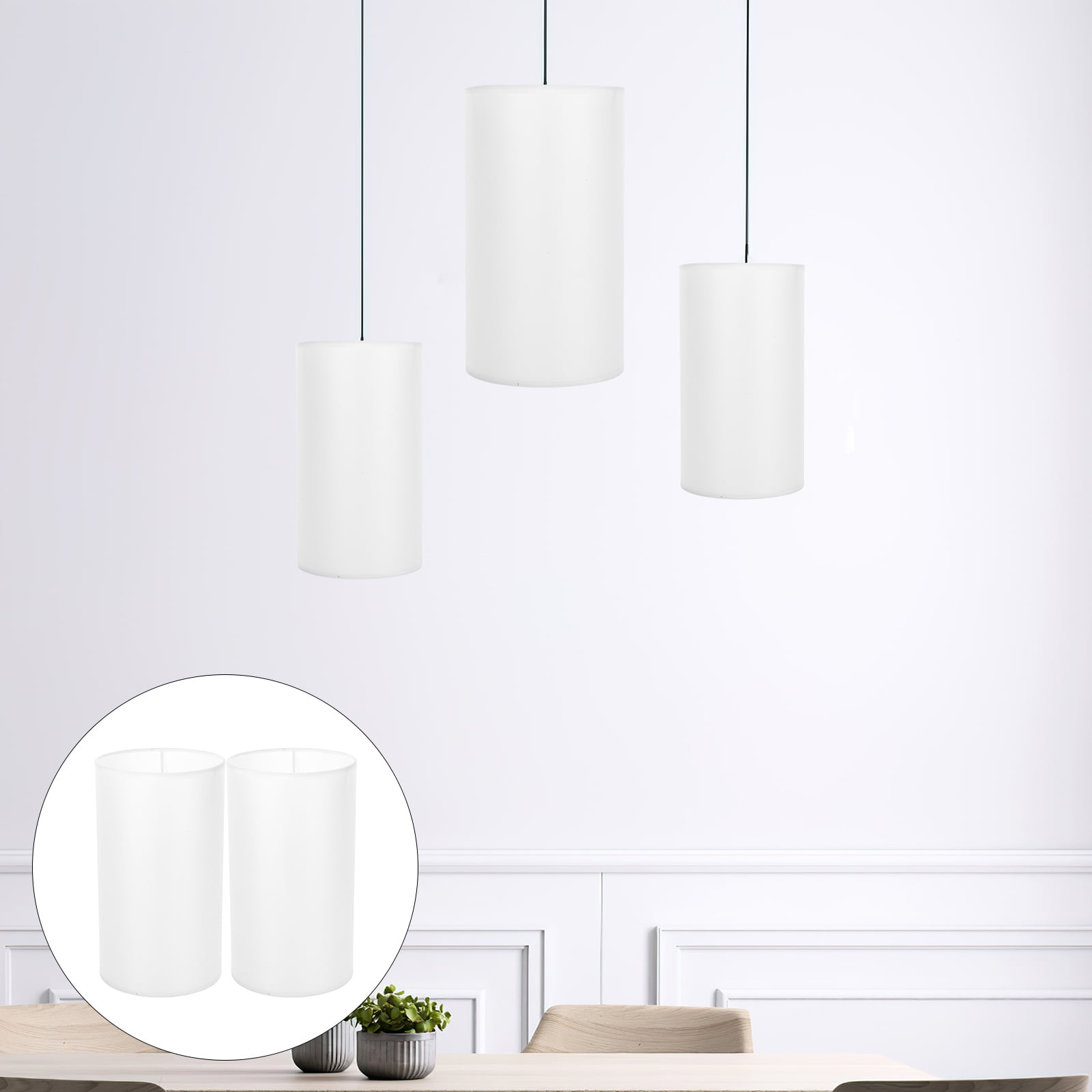 SWETRACE Lamp Shade for Cylinder Lamp White Linen 2Pcs 9.8x5.5x5.5in - Image 1