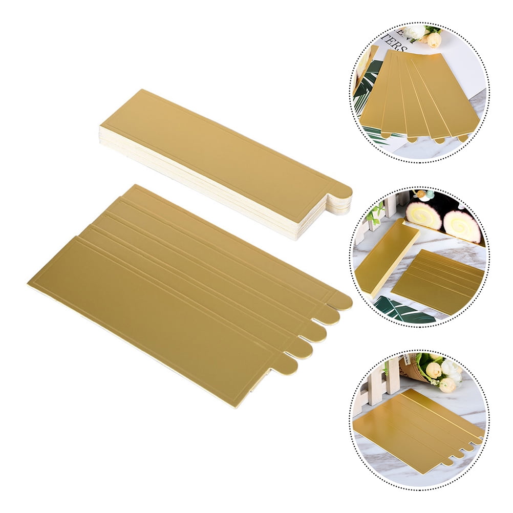 Worgeous 100Pcs Gold Rectangular Paper Cake Serving Trays with Mousse Bottom Plate Cardboard - Image 1