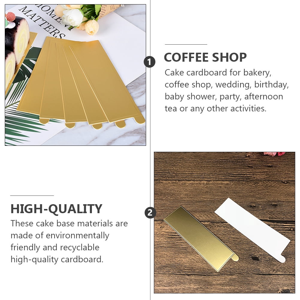 Worgeous 100Pcs Gold Rectangular Paper Cake Serving Trays with Mousse Bottom Plate Cardboard - Image 5