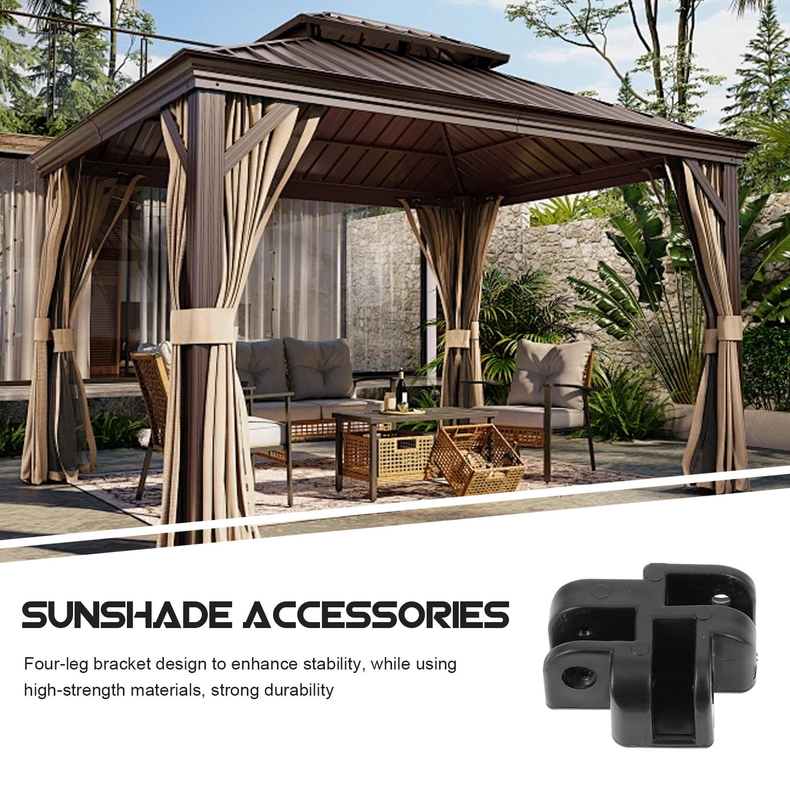 Worgeous Heavy Duty Gazebo Strong Canopy Tent Replacement Parts Black - Image 3