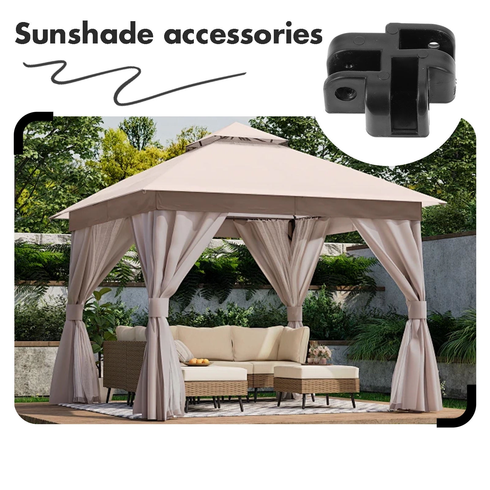 Worgeous Heavy Duty Gazebo Strong Canopy Tent Replacement Parts Black - Image 8