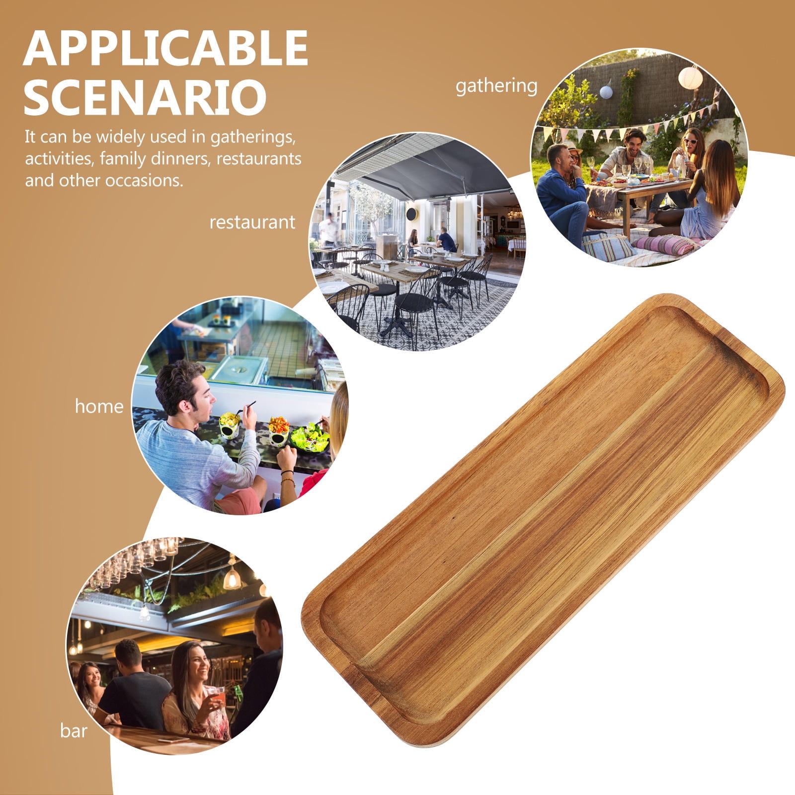 SWETRACE Food Serving Trays Wood Light Brown 1Pack - Image 3