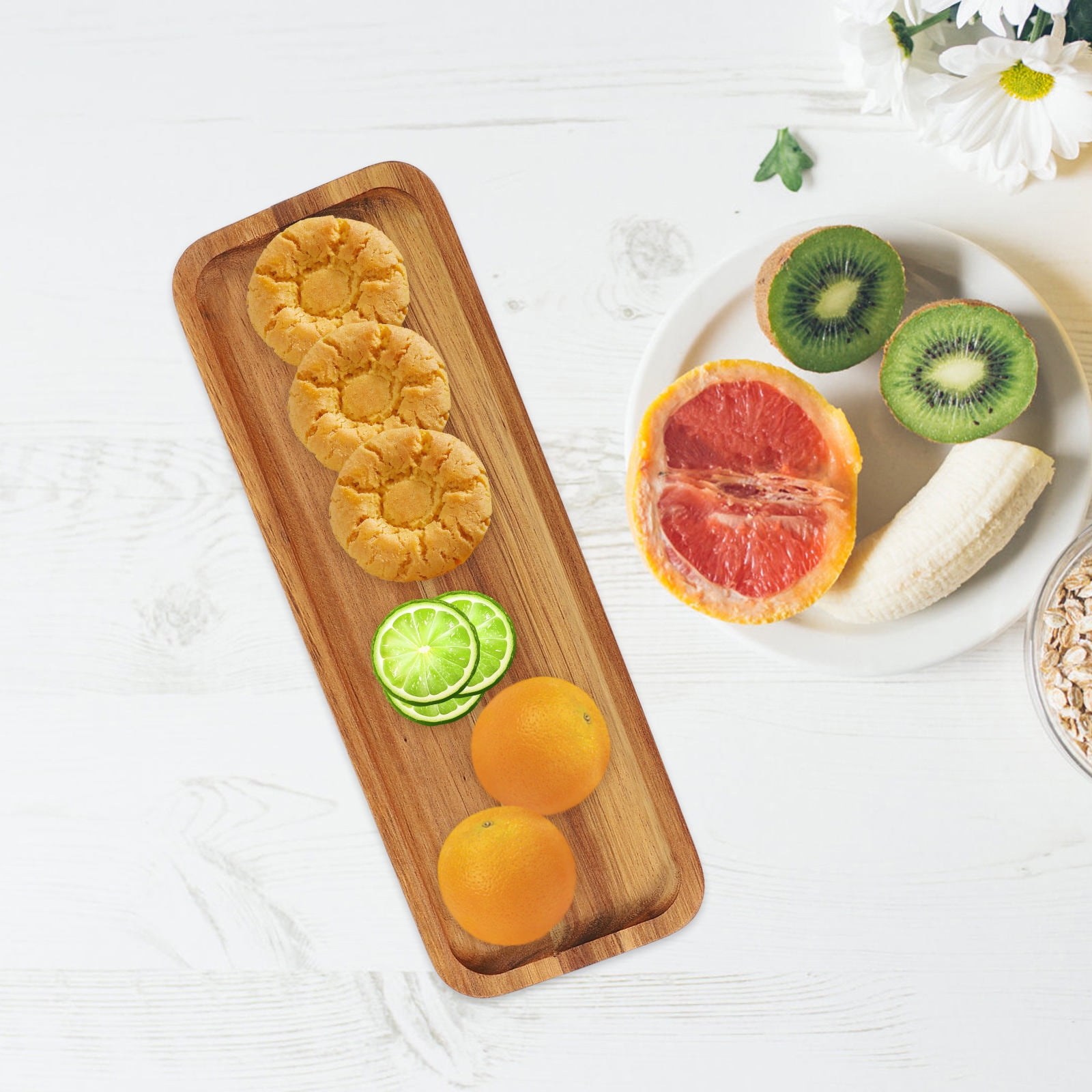 SWETRACE Food Serving Trays Wood Light Brown 1Pack - Image 4