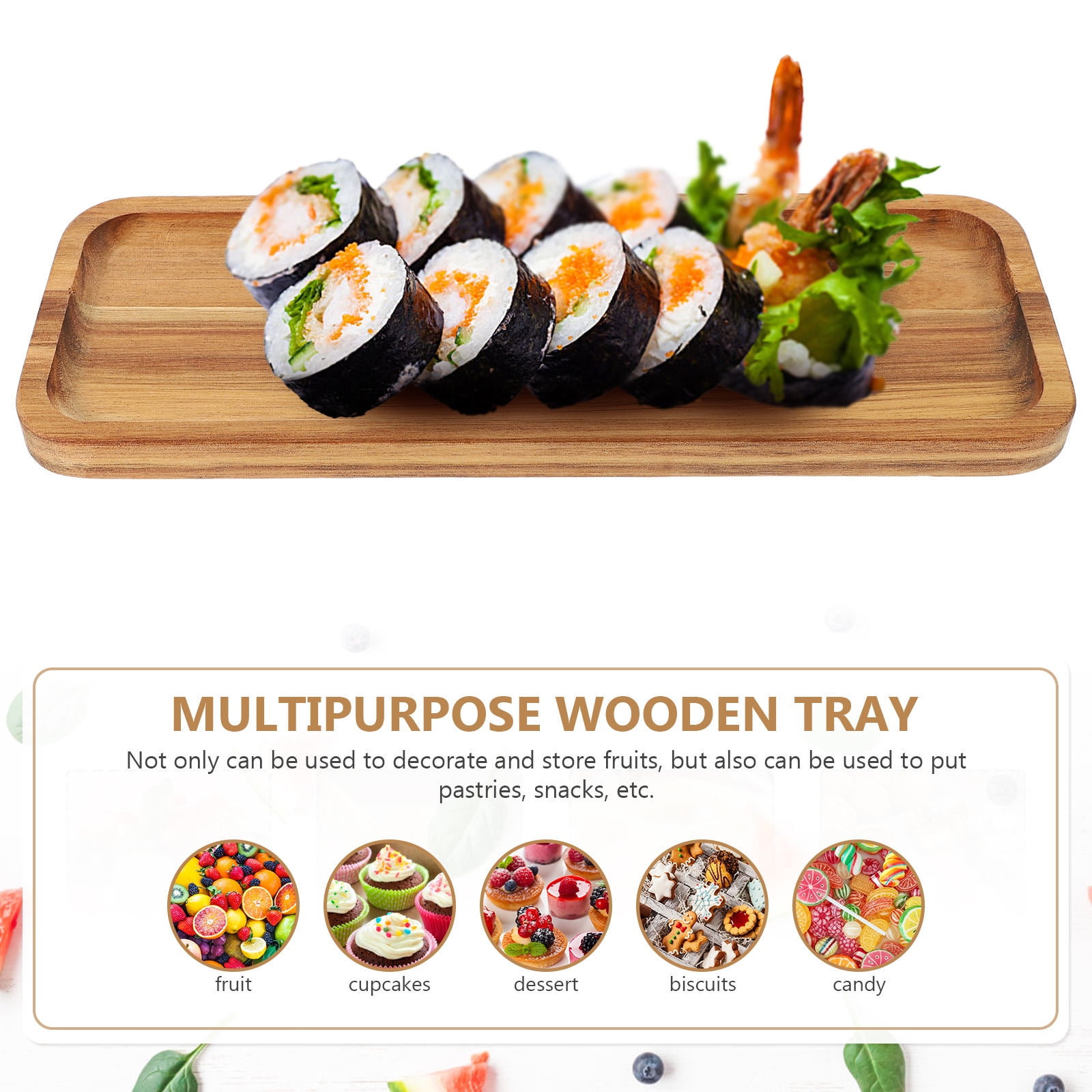 SWETRACE Food Serving Trays Wood Light Brown 1Pack - Image 8