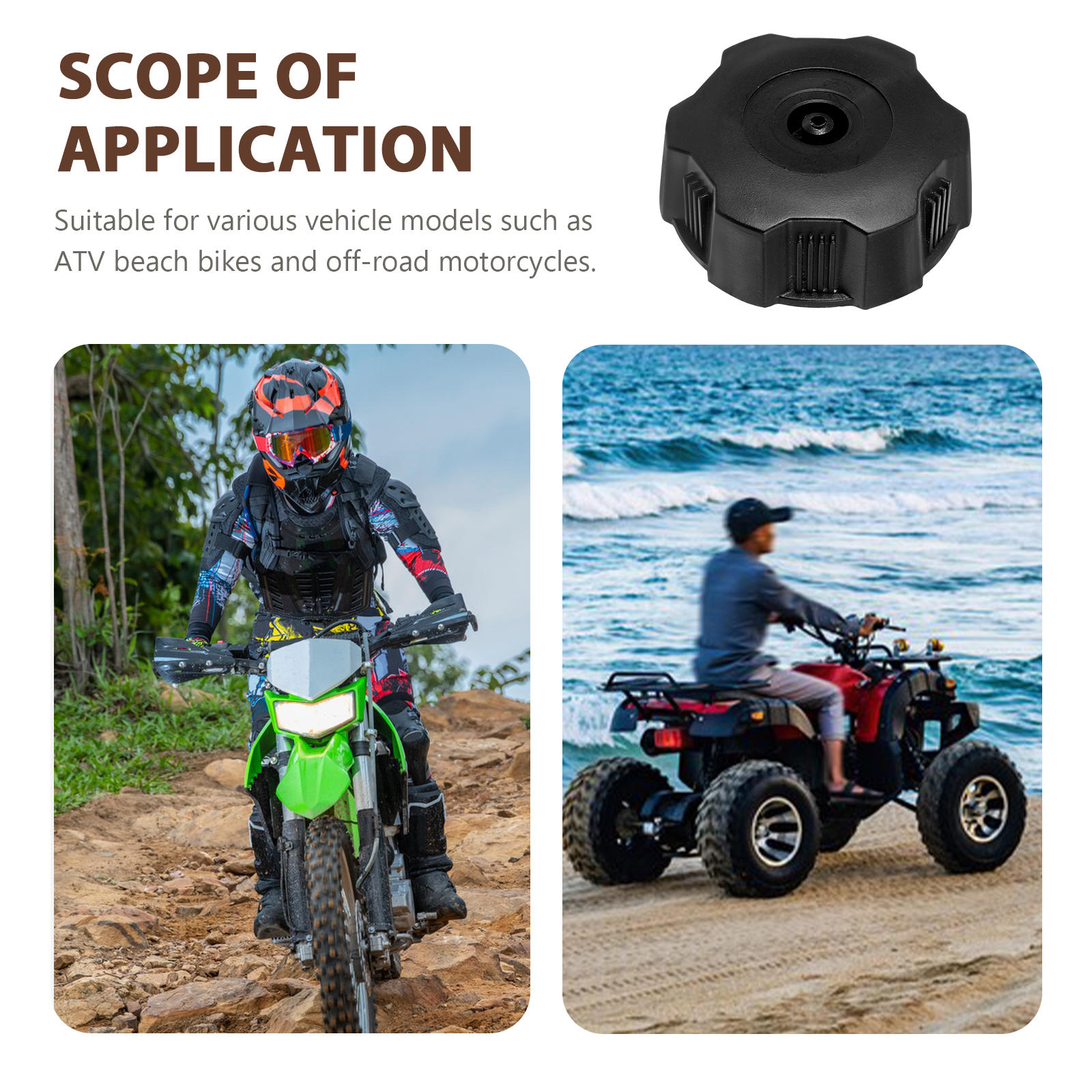 SWETRACE Universal Motorcycle Gas Tank Cap Black 1Pack 2.4X2.4X0.75In - Image 8