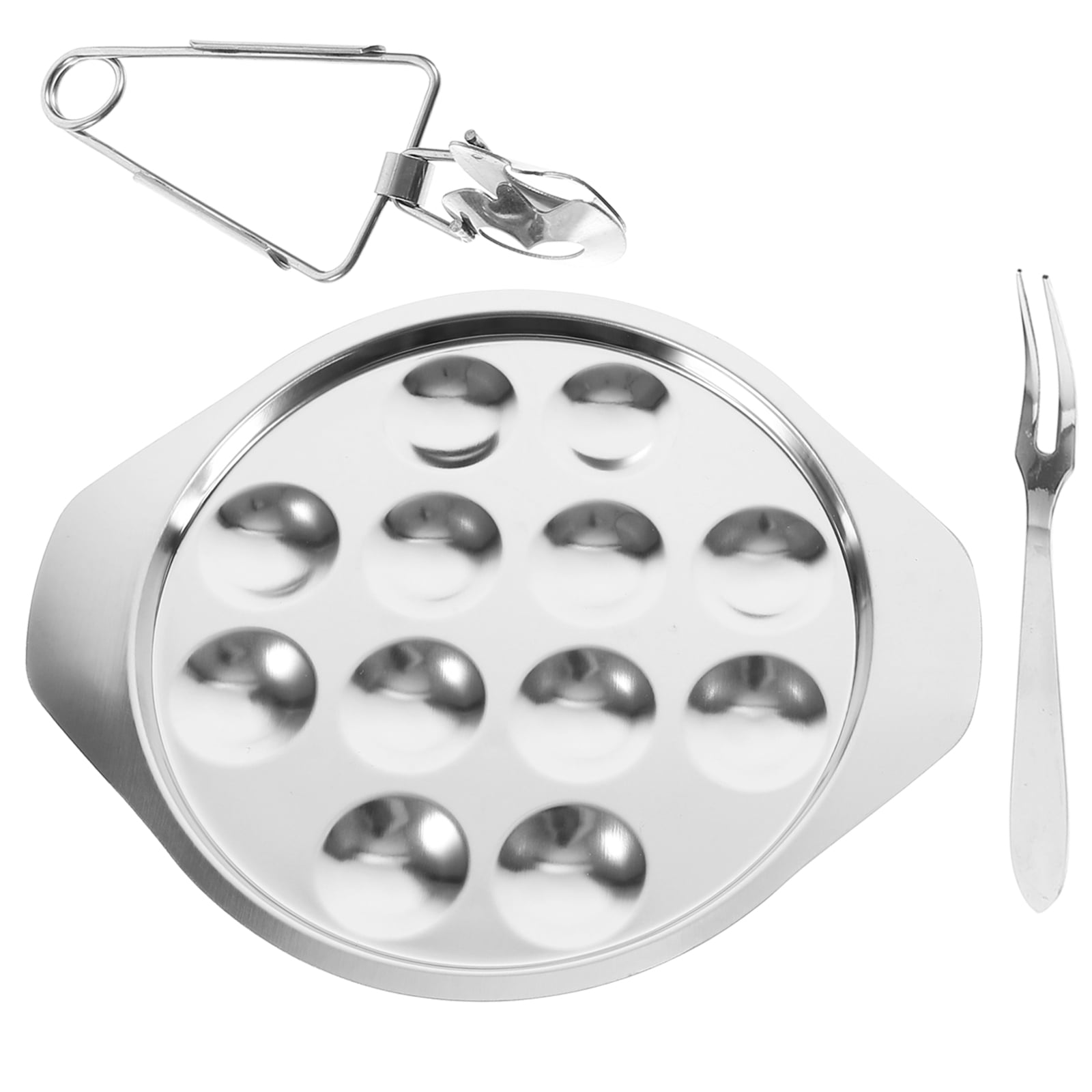 Worgeous Conch Clamp Assembly Plate Escargot Dish Snail Serving Kitchen Baking Tray Silver - Image 1