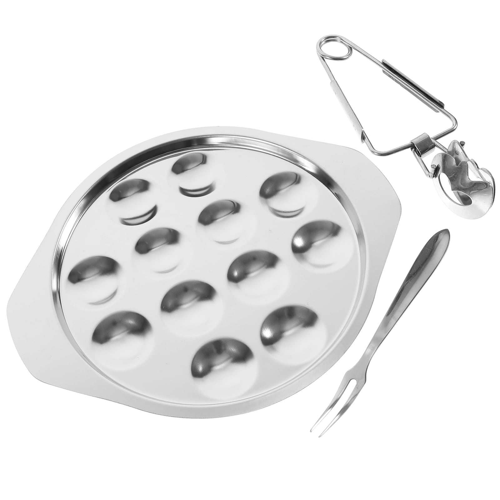 Worgeous Conch Clamp Assembly Plate Escargot Dish Snail Serving Kitchen Baking Tray Silver - Image 3