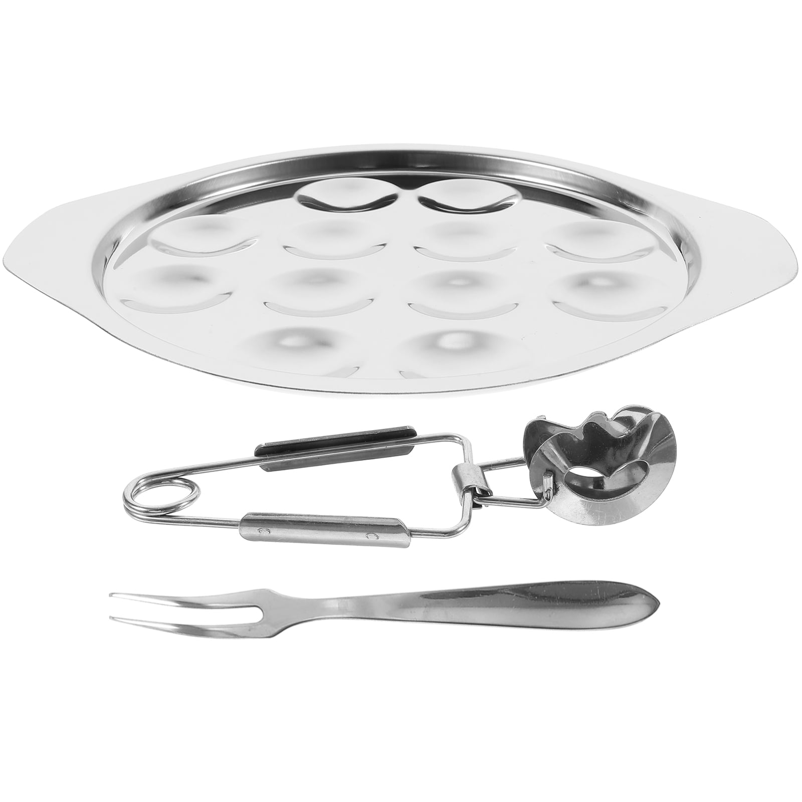 Worgeous Conch Clamp Assembly Plate Escargot Dish Snail Serving Kitchen Baking Tray Silver - Image 8