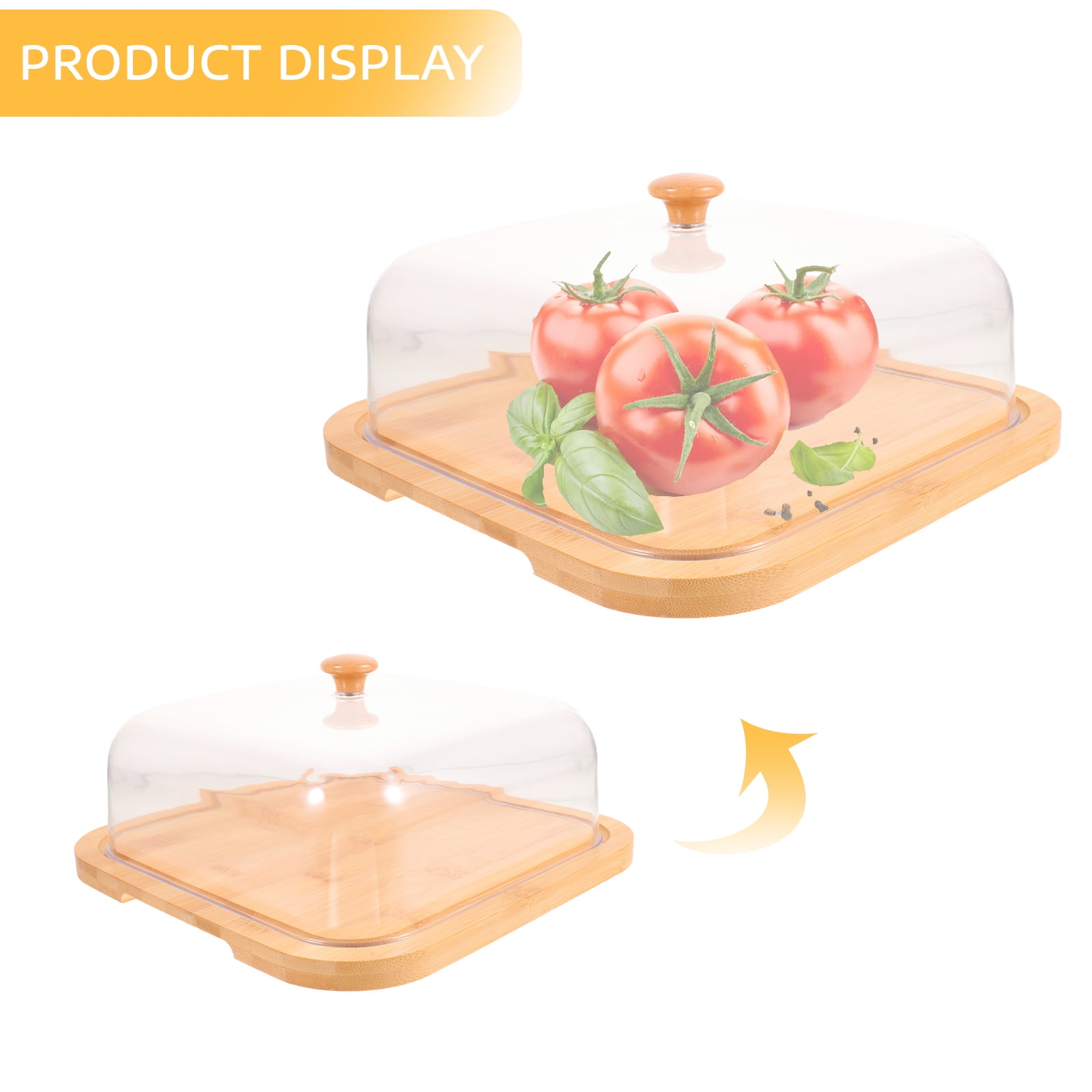 SWETRACE Bamboo Cake Serving Set Food Cover With Elegant Design For Set 10.2X10.2X5.1In - Image 2