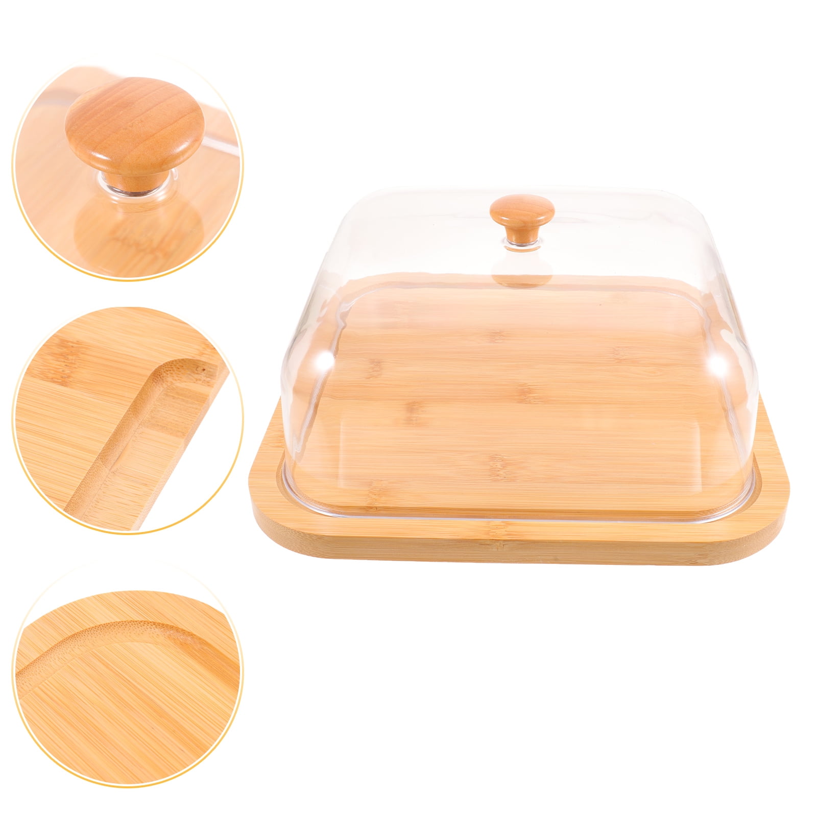 SWETRACE Bamboo Cake Serving Set Food Cover With Elegant Design For Set 10.2X10.2X5.1In - Image 8
