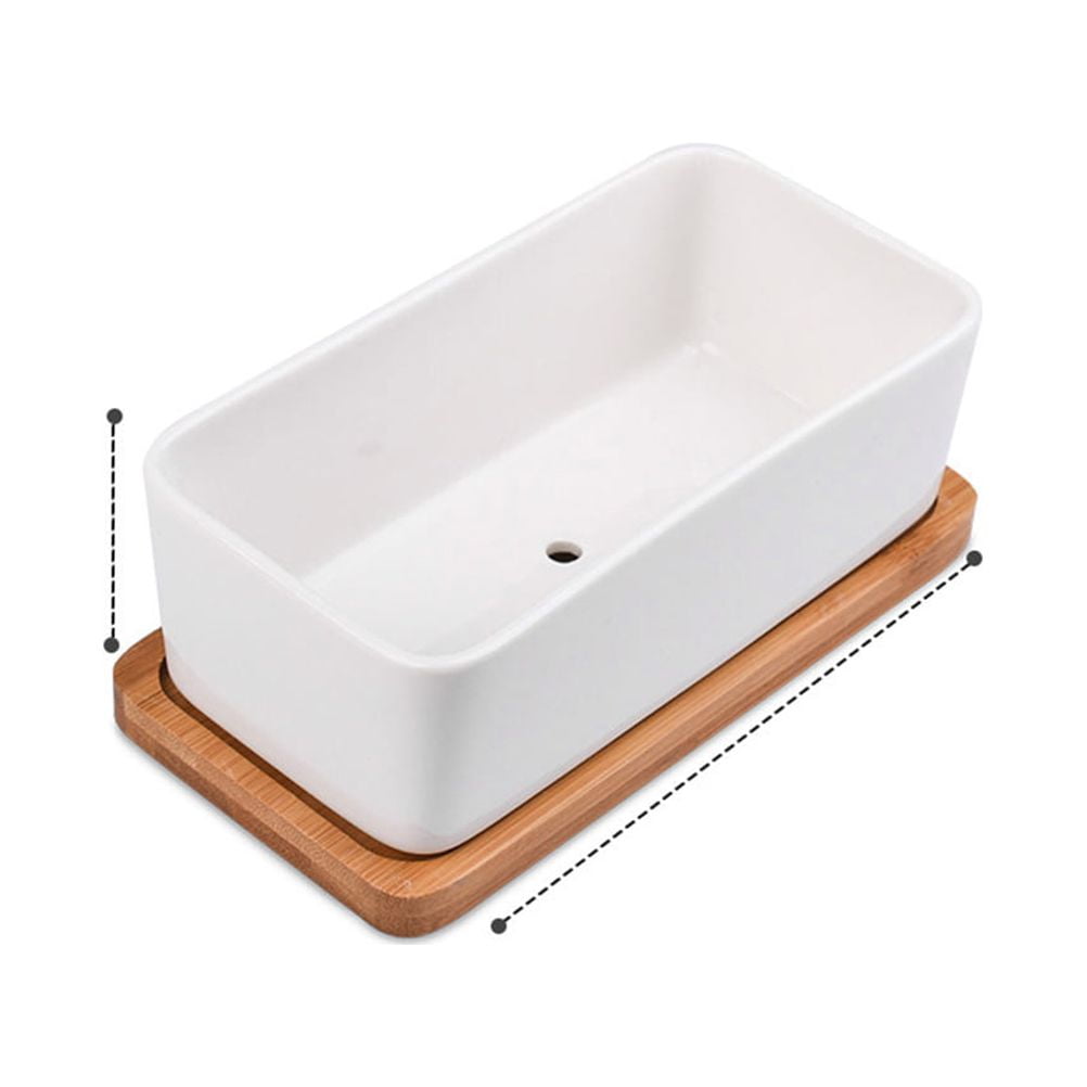 SWETRACE Ceramic Oblong Flower Pot White 1 Set 6.7X3.3In - Image 2