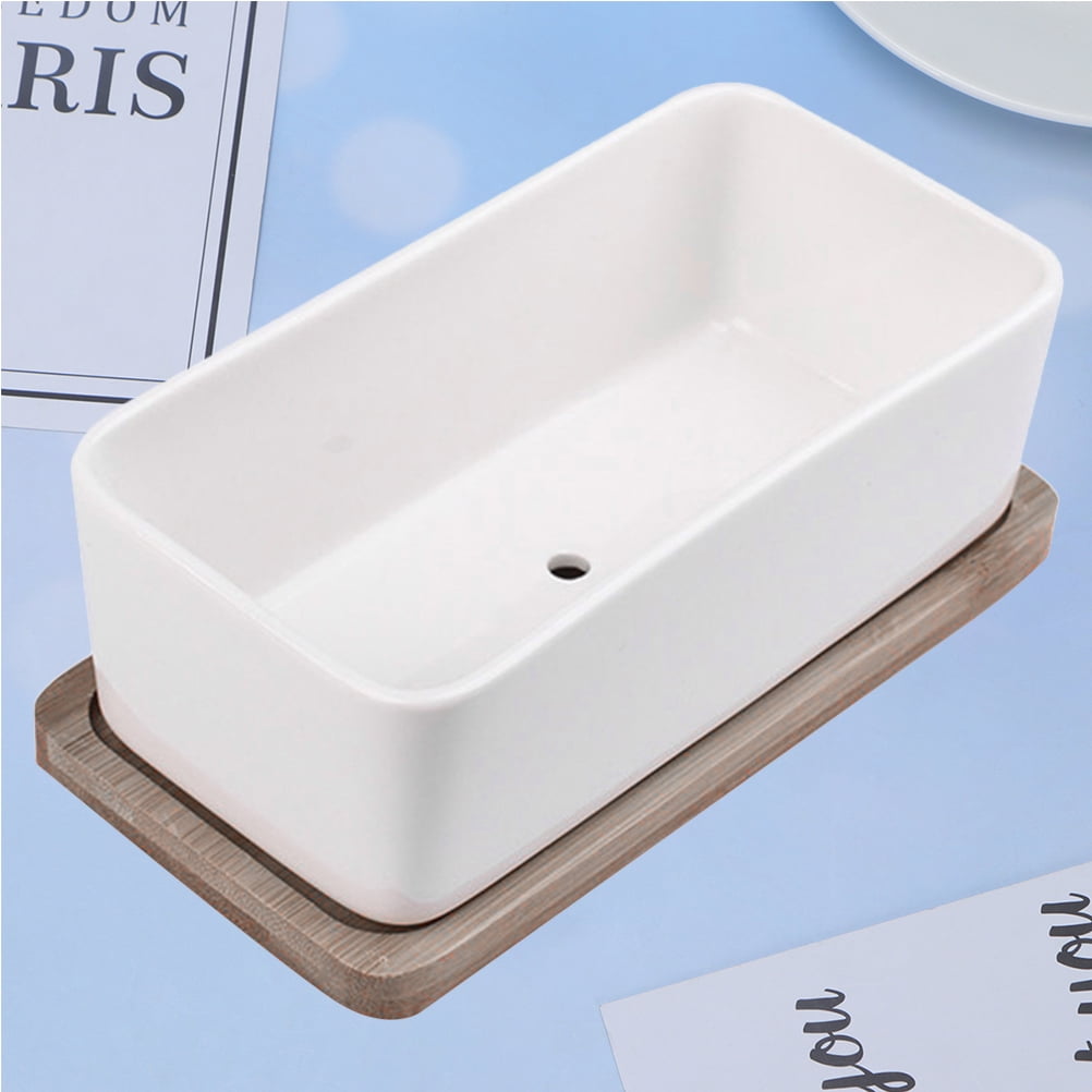 SWETRACE Ceramic Oblong Flower Pot White 1 Set 6.7X3.3In - Image 7