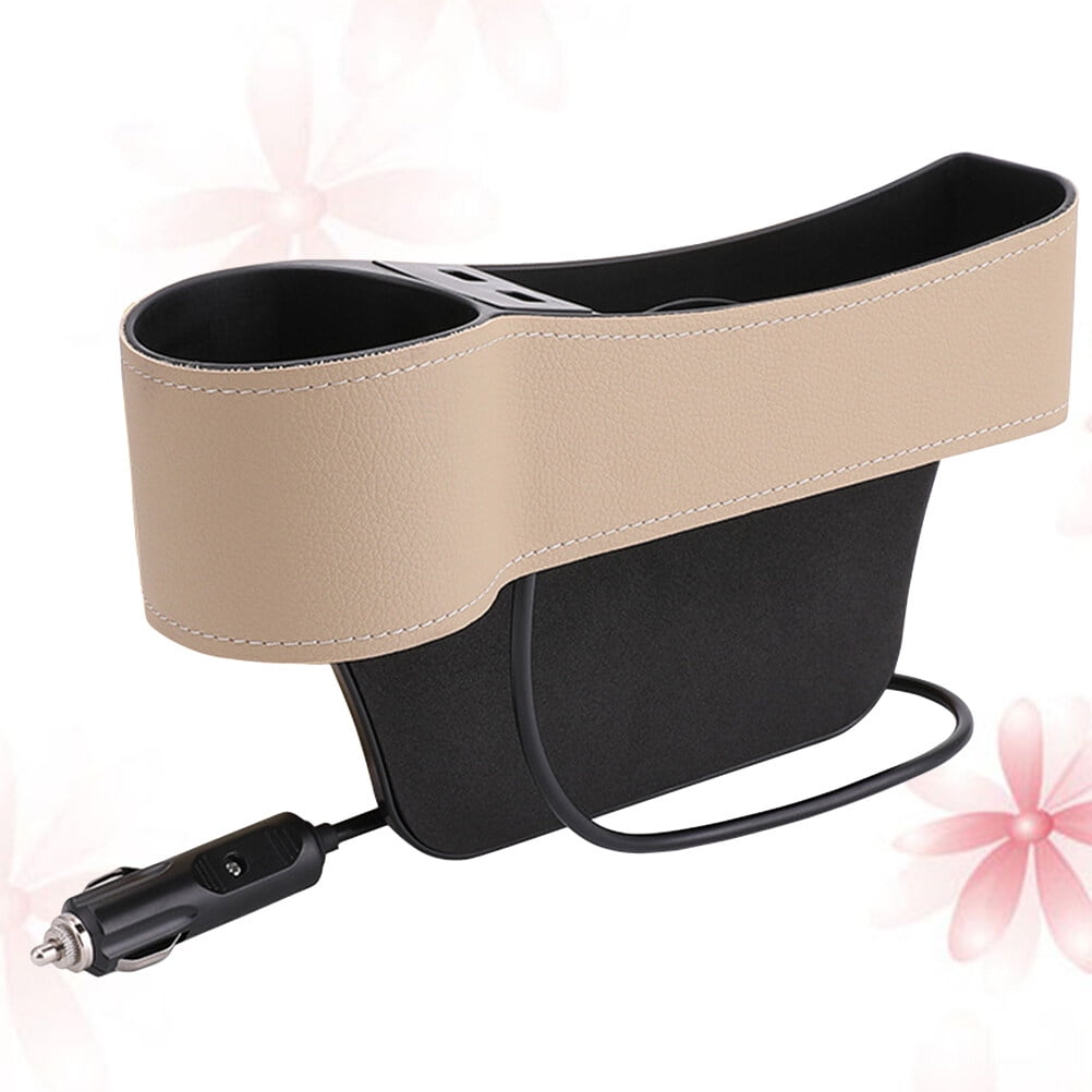 Masteelf Car Seat Gap Storage Box 1Set Beige Leather with Car Seat Slide Filler for Drivers - Image 1