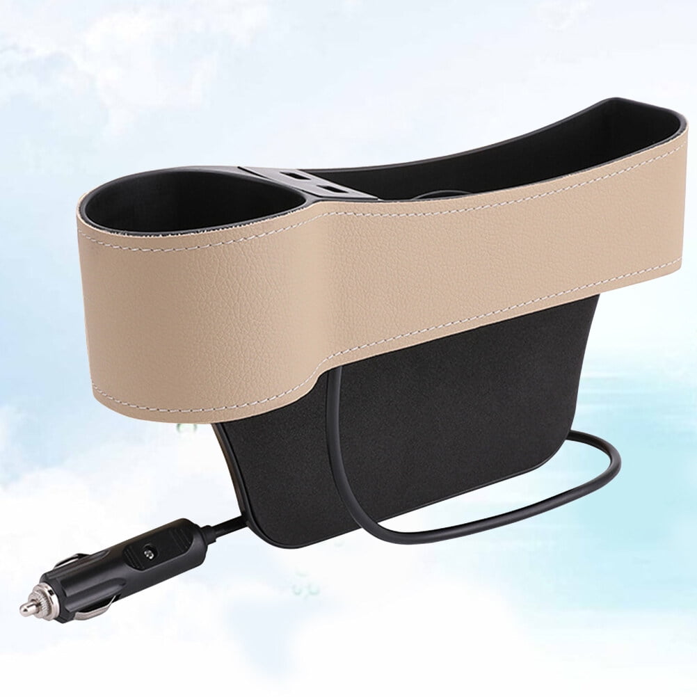 Masteelf Car Seat Gap Storage Box 1Set Beige Leather with Car Seat Slide Filler for Drivers - Image 3