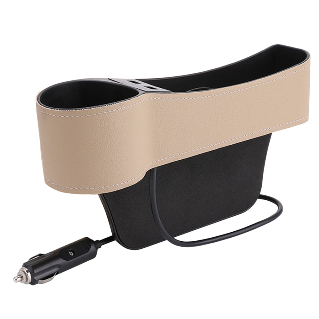 Masteelf Car Seat Gap Storage Box 1Set Beige Leather with Car Seat Slide Filler for Drivers - Image 4