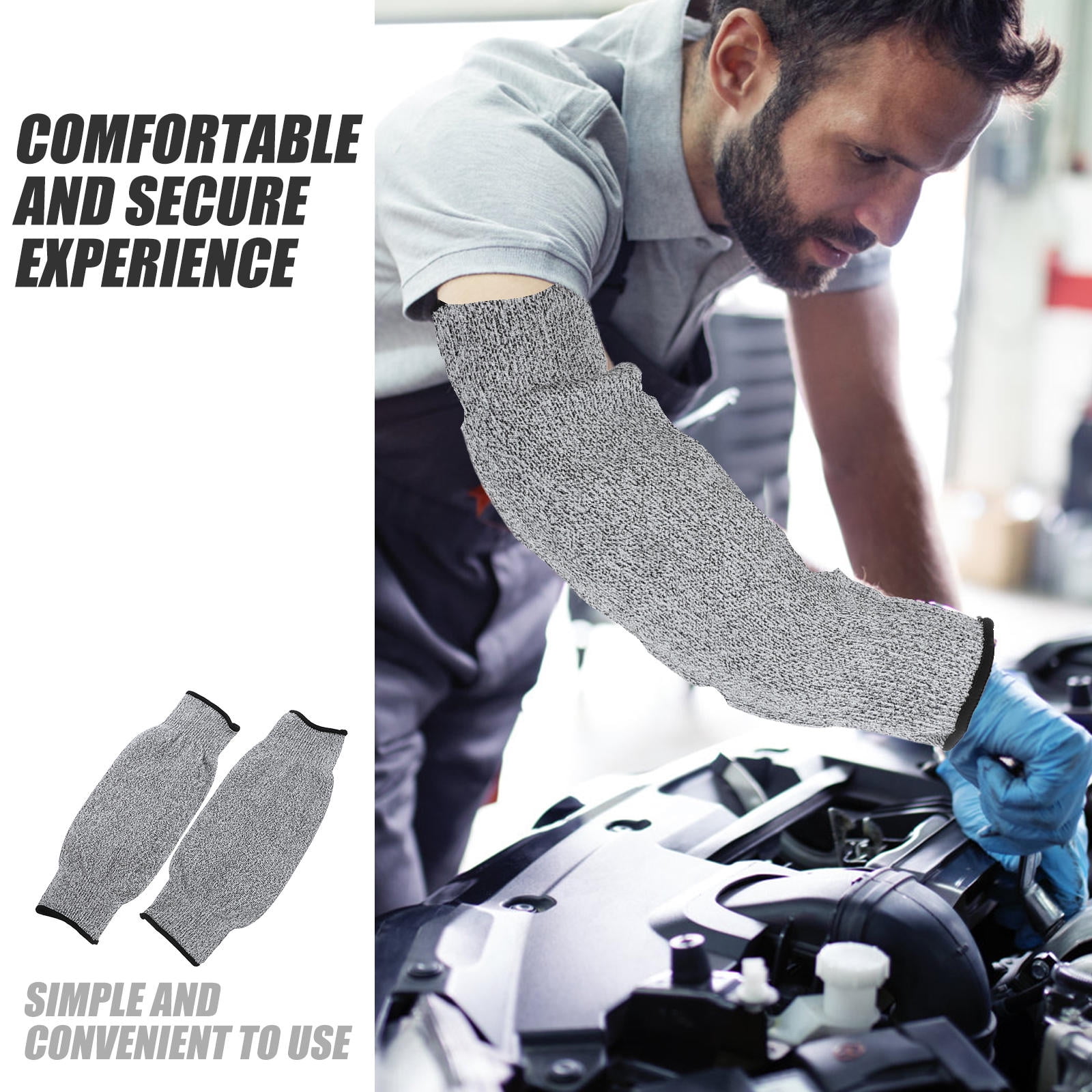 SWETRACE Gardening Sleeves Arm Protection Cut Resistant Sleeves Grey 1 Pair - Image 3