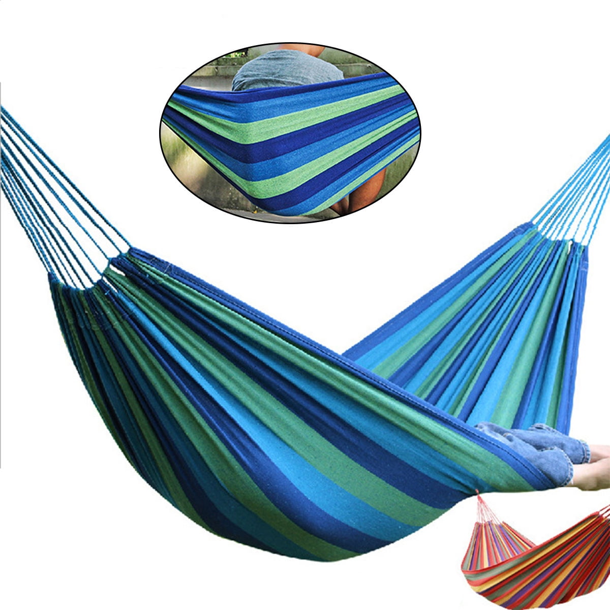 SWETRACE Hammocks for Adults Canvas Blue 1Set 110x31in - Image 1