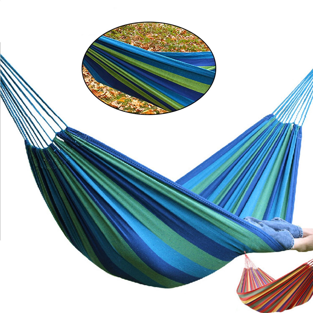 SWETRACE Hammocks for Adults Canvas Blue 1Set 110x31in - Image 6