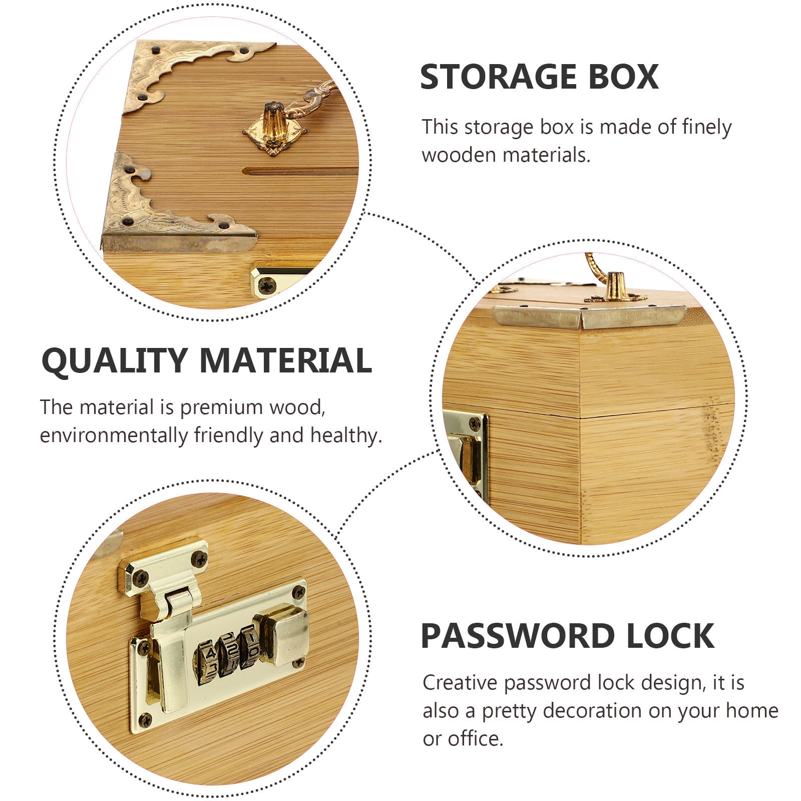 SWETRACE Retro Money-Saving Box With Combination Lock - Scratch- Keepsakes Container 1Pc 11.8x3.9x3.9in - Image 5