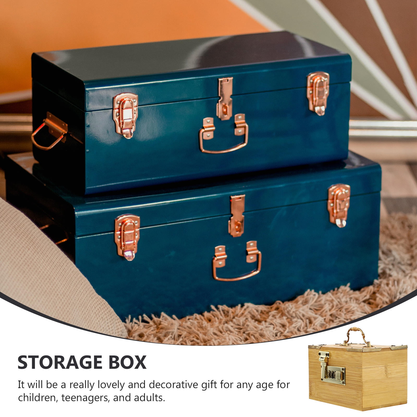 SWETRACE Retro Money-Saving Box With Combination Lock - Scratch- Keepsakes Container 1Pc 11.8x3.9x3.9in - Image 7