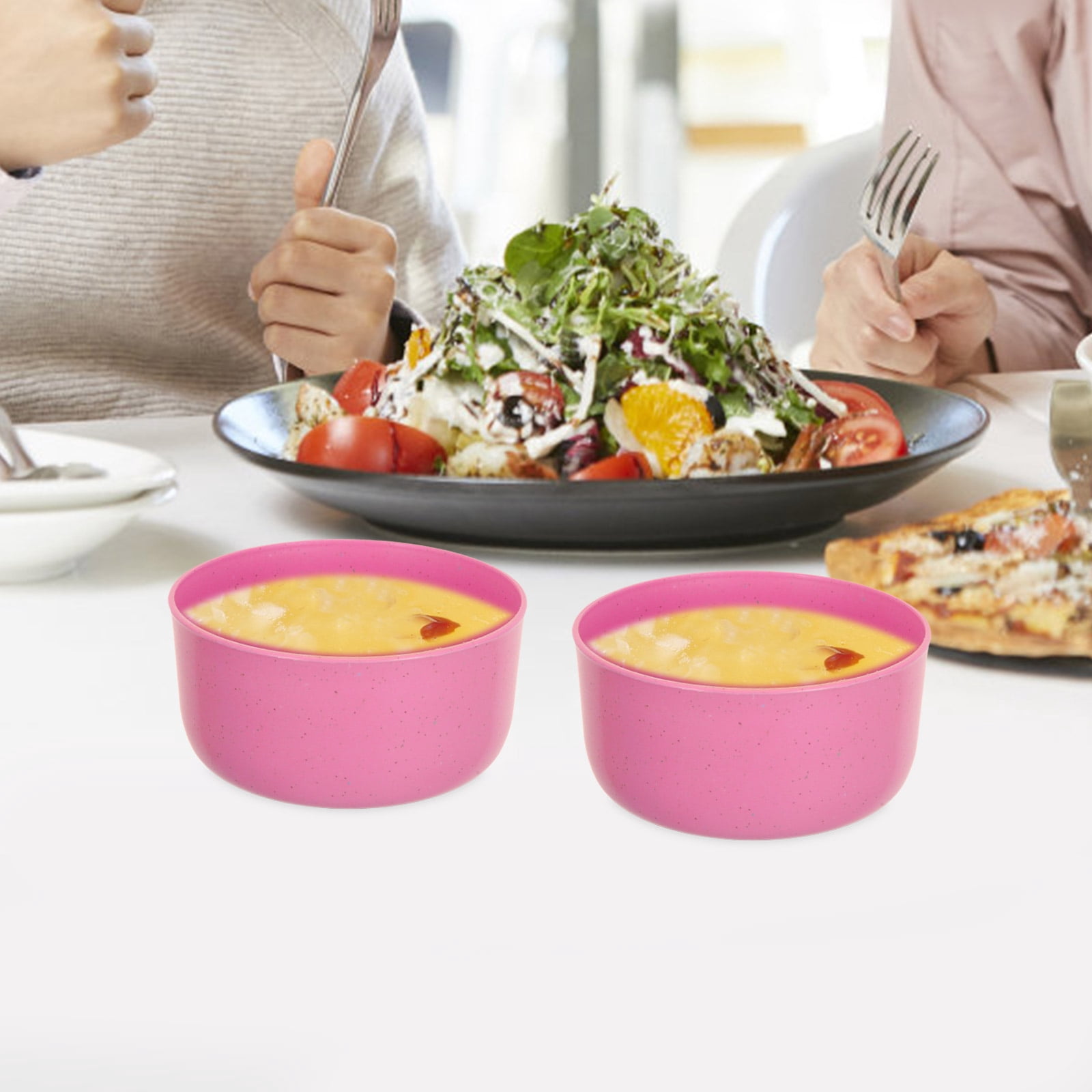 SWETRACE 10Pcs Round Pink Plastic Bowls for Soup and Rice Reusable Home Use - Image 8