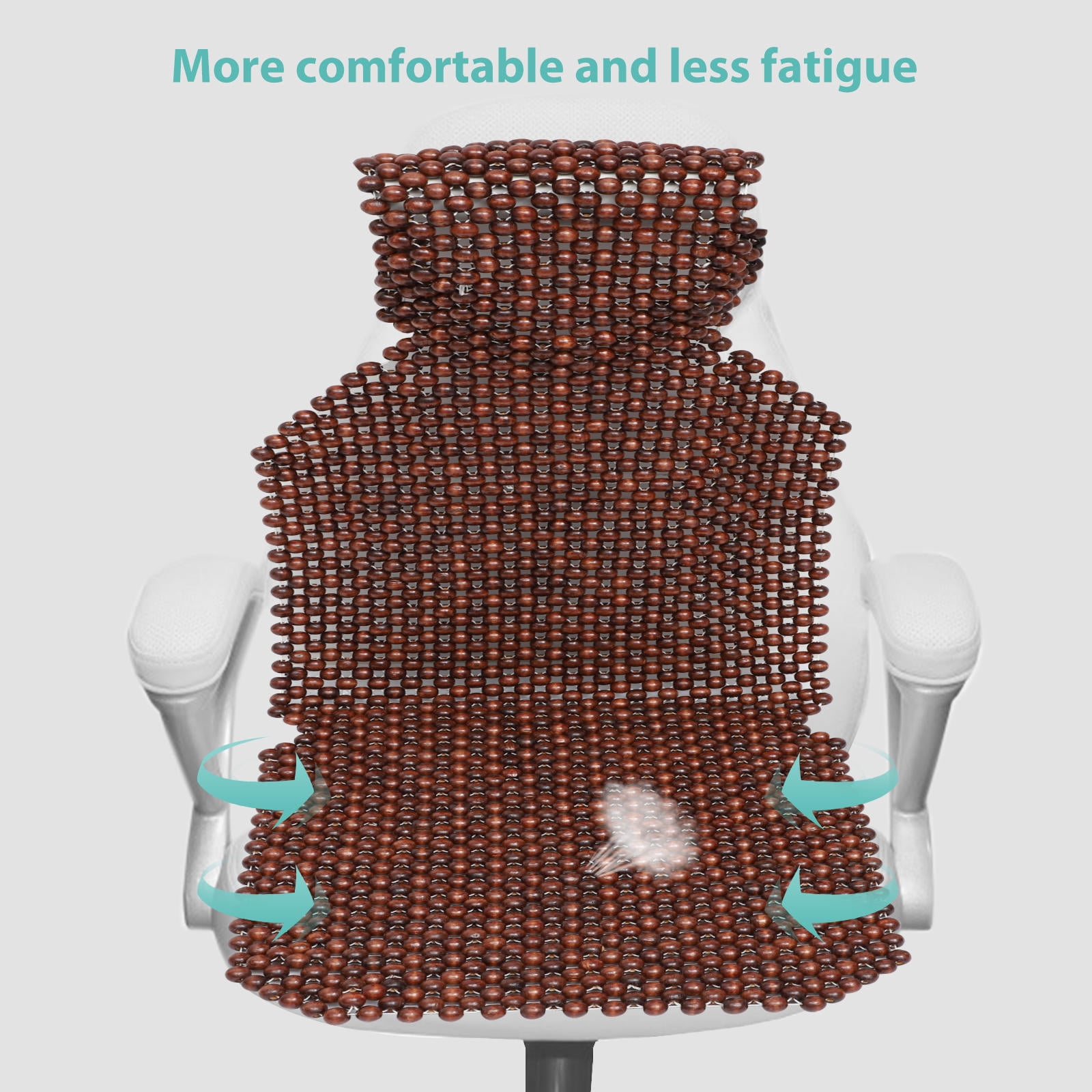 SWETRACE Car Seat Pads Wooden Beads Seat Cushion Breathable Coffee 1 Pc 53.45 x 17.68 x 0.79 inch - Image 5