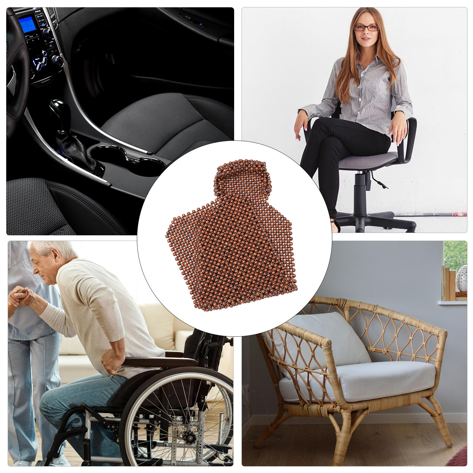 SWETRACE Car Seat Pads Wooden Beads Seat Cushion Breathable Coffee 1 Pc 53.45 x 17.68 x 0.79 inch - Image 7